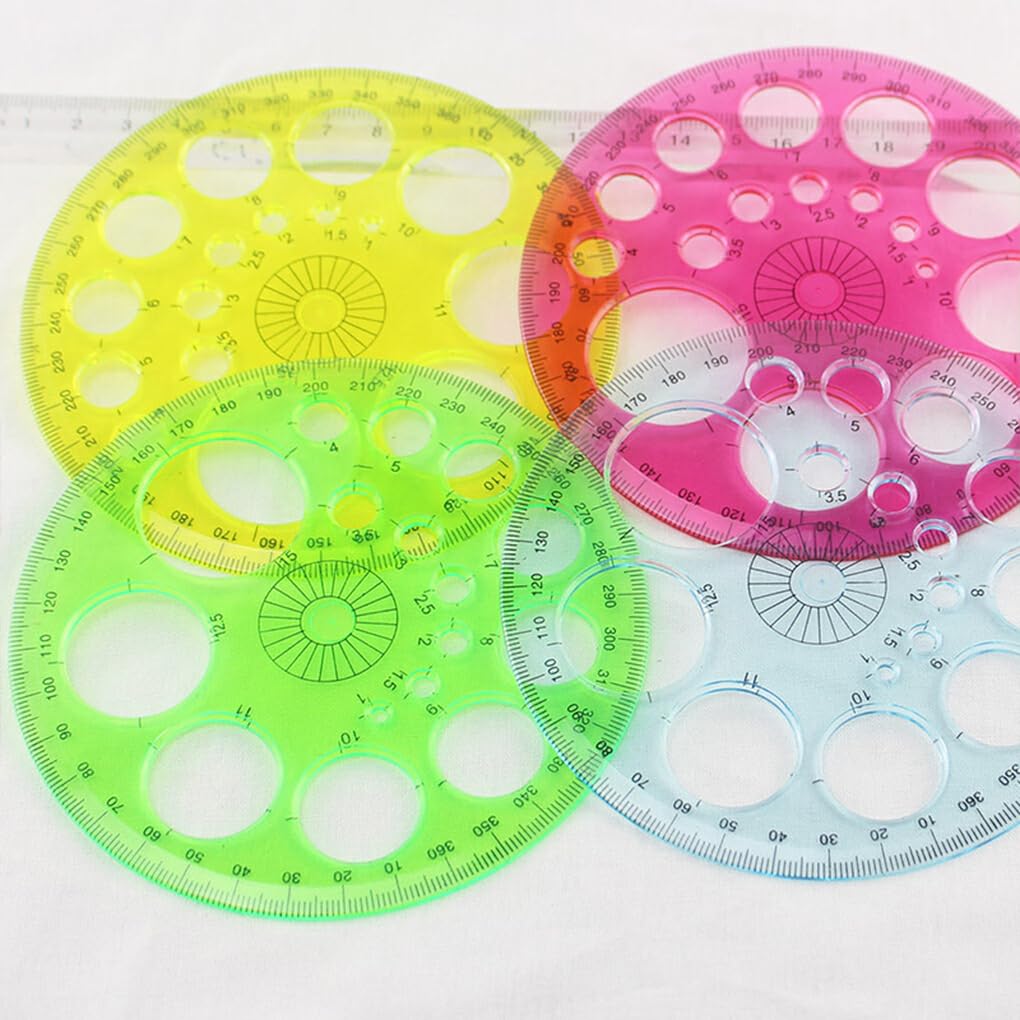 360 Degree Protractor & Circle Template - Multifunctional Measuring Tool for Students, Sketching, and Drafting | Portable Round Ruler for Geometry, Art, and Engineering Projects