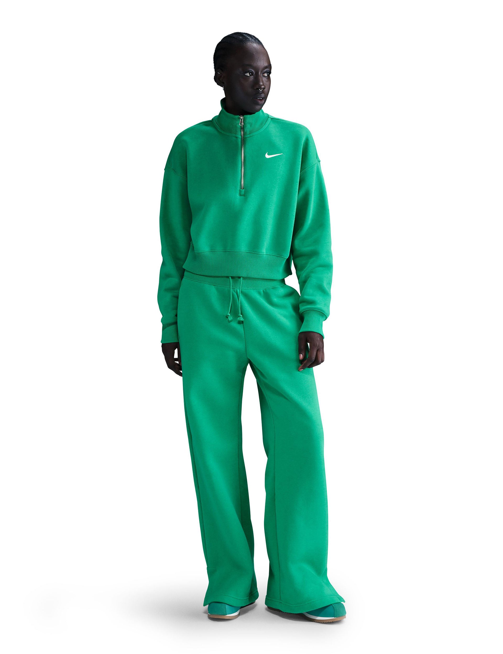 Phoenix Fleece Cropped Sweatshirt for Women - Soft Athletic Pullover in Stadium Green/Sail | Gym, Yoga, Running & Casual Streetwear