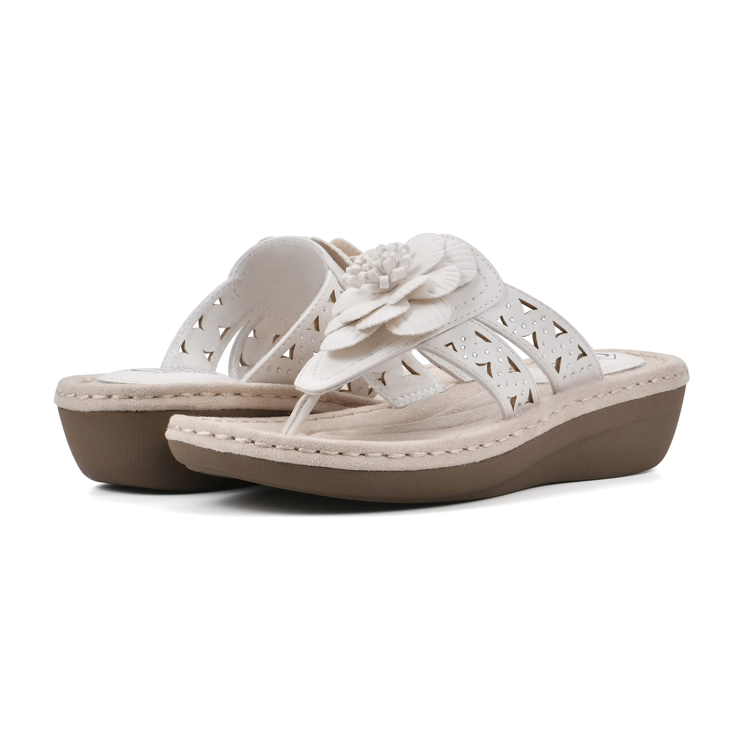 White Mountain Cynthia Wedge Sandal for Women - Comfortable Summer Walking