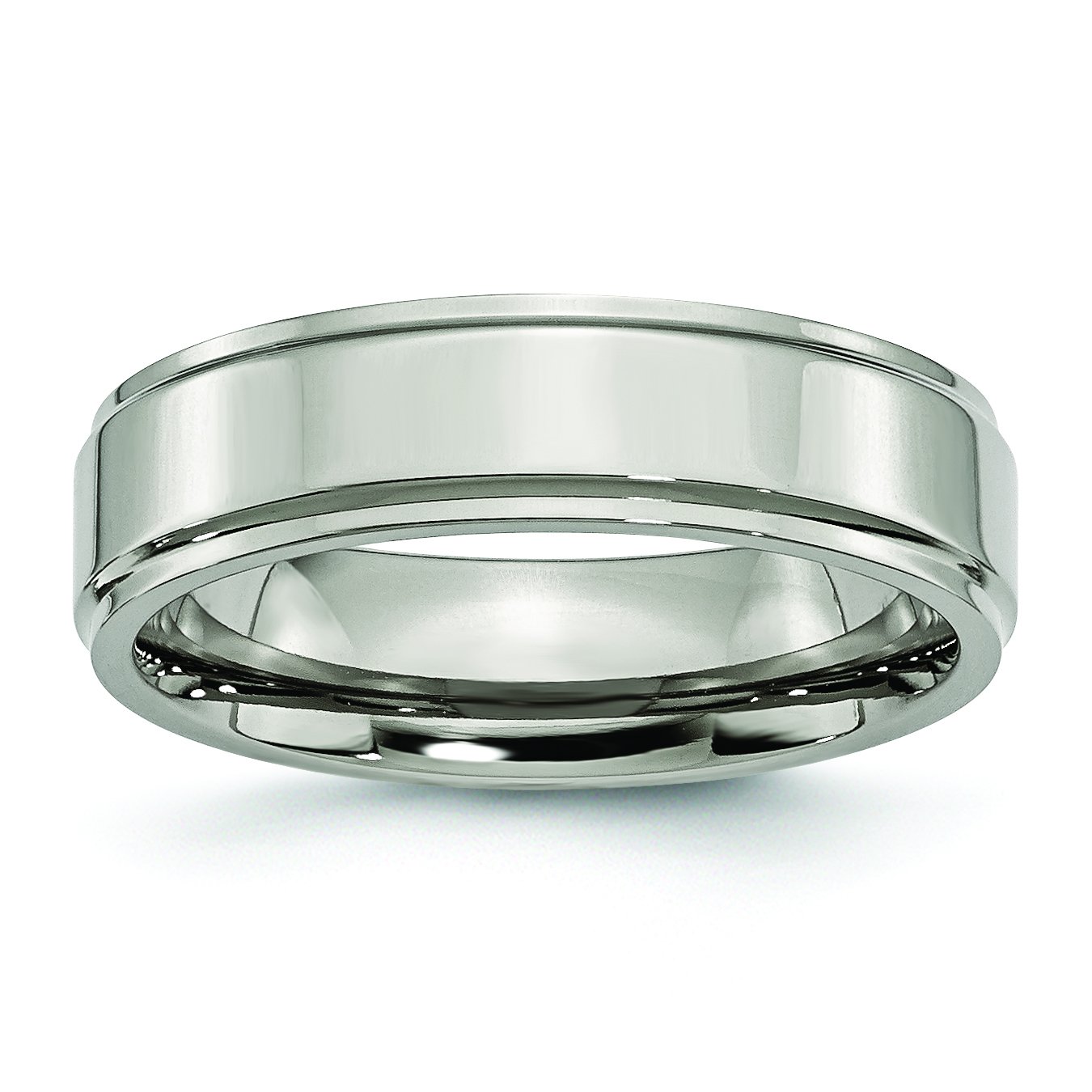 Men's Titanium Wedding Band Ring - 6mm Polished with Ridged Edge Design - Durable & Comfortable for Everyday Wear, Anniversary Gifts & Special Occasions