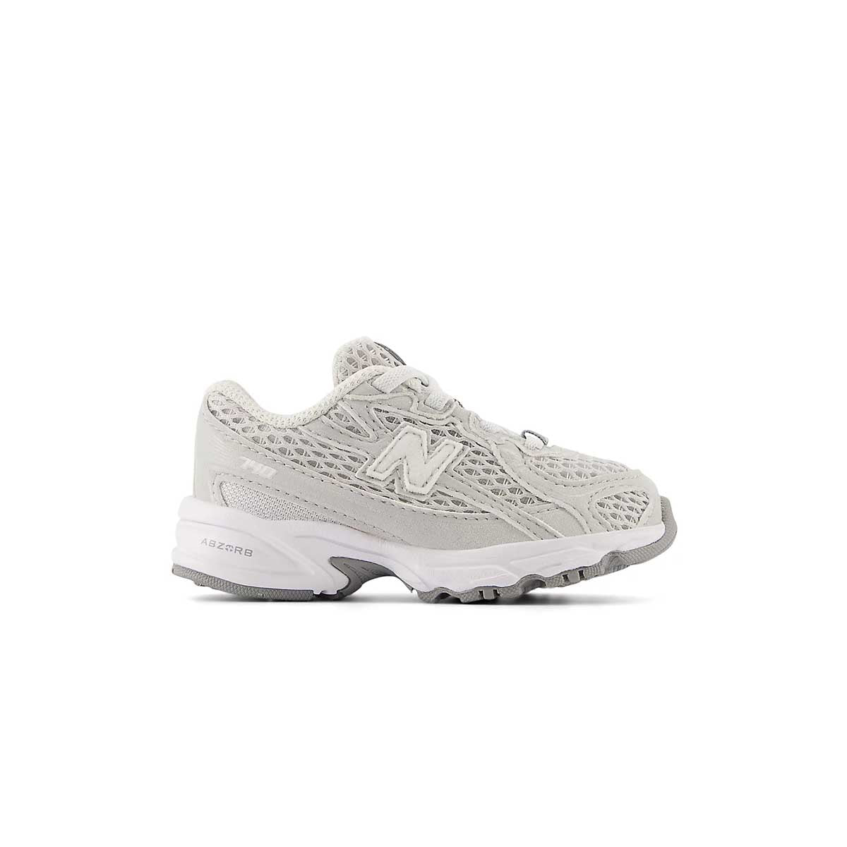Kids' 740 Bungee Lace Sneakers - Grey Matter White | No-Tie Elastic Shoelaces for Easy Wear | Perfect for School, Sports & Everyday Play