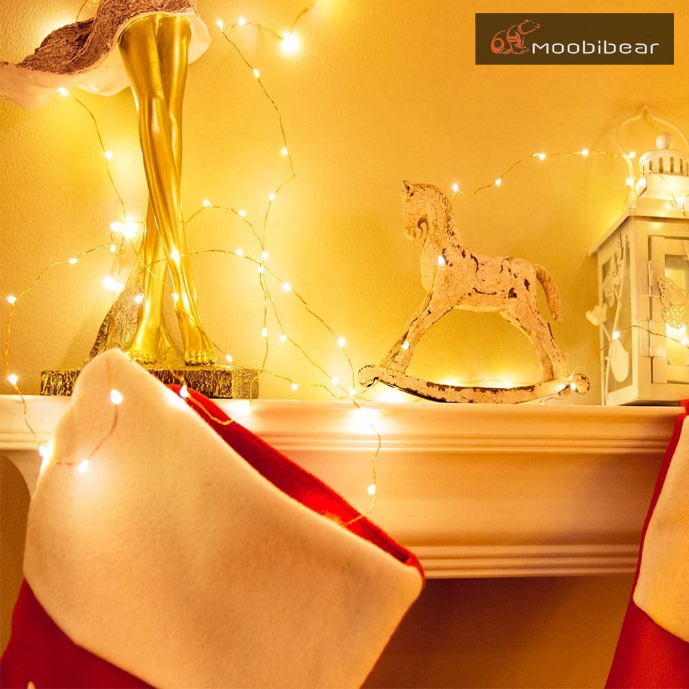 Moobibear 66ft 200 LED Dimmable Fairy String Lights - Warm White Copper Wire Starry Lights with Remote Control for Indoor Outdoor Use | Perfect for Garden, Room, Patio, Party, Valentine's Day & Christmas Decorations