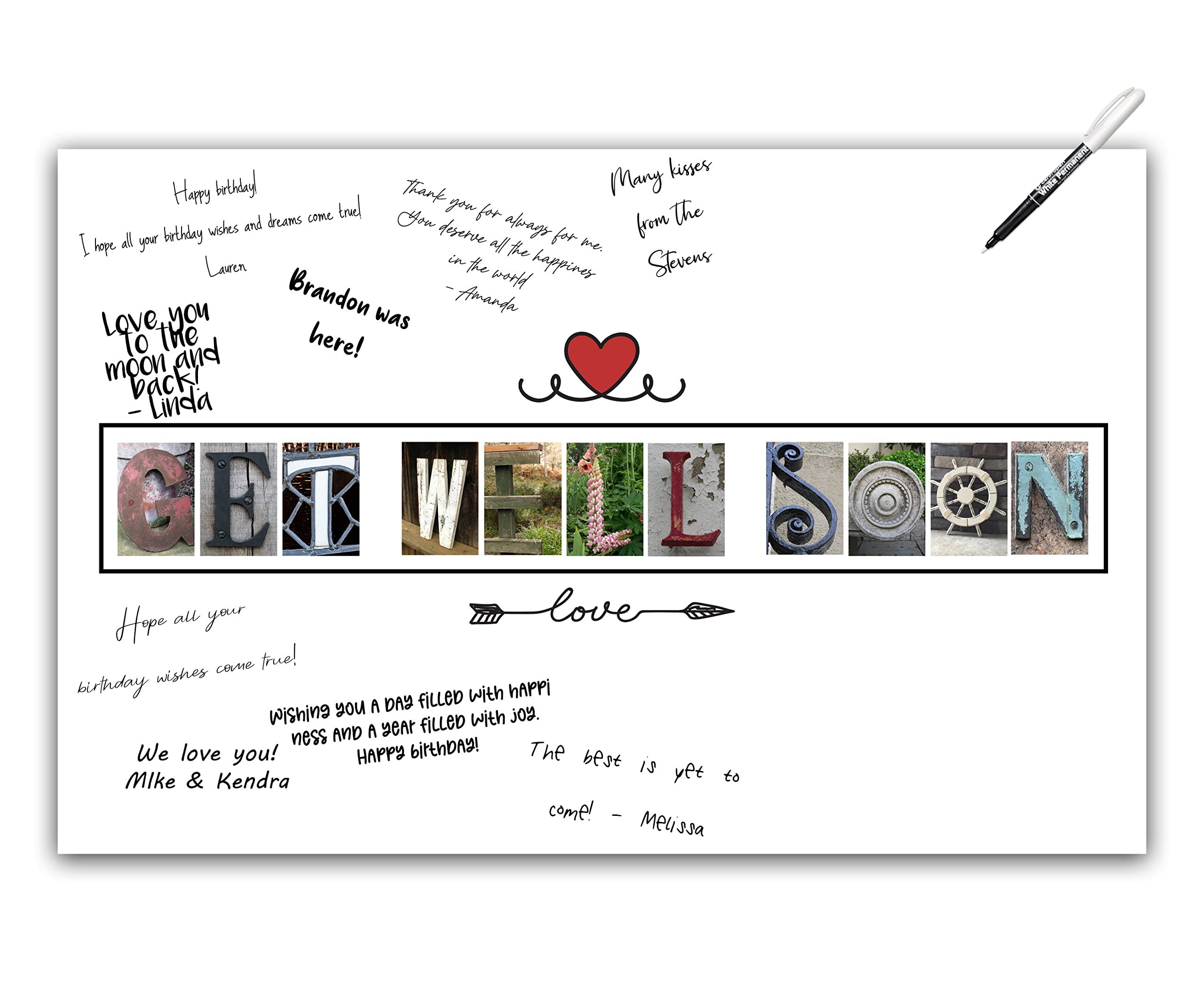 Get Well Soon Gifts for Women & Men - Large 11x17 Laminated Encouragement Card Poster - Wall Art, Banner, Party Decoration & Guest Book Alternative - Perfect for Hospital Recovery, Home Decor & Special Events