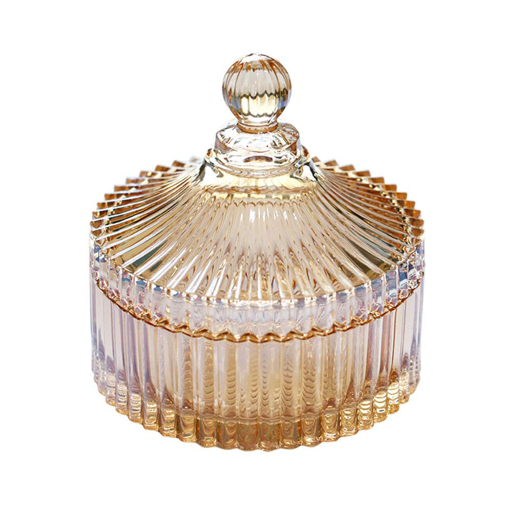 Hemoton 16oz Amber Glass Candy Jar with Lid - Airtight Snack Storage Container for Home, Office, or Retail Display - Perfect for Gumballs, M&Ms, Nuts & Party Treats (Small, Vintage Amber)