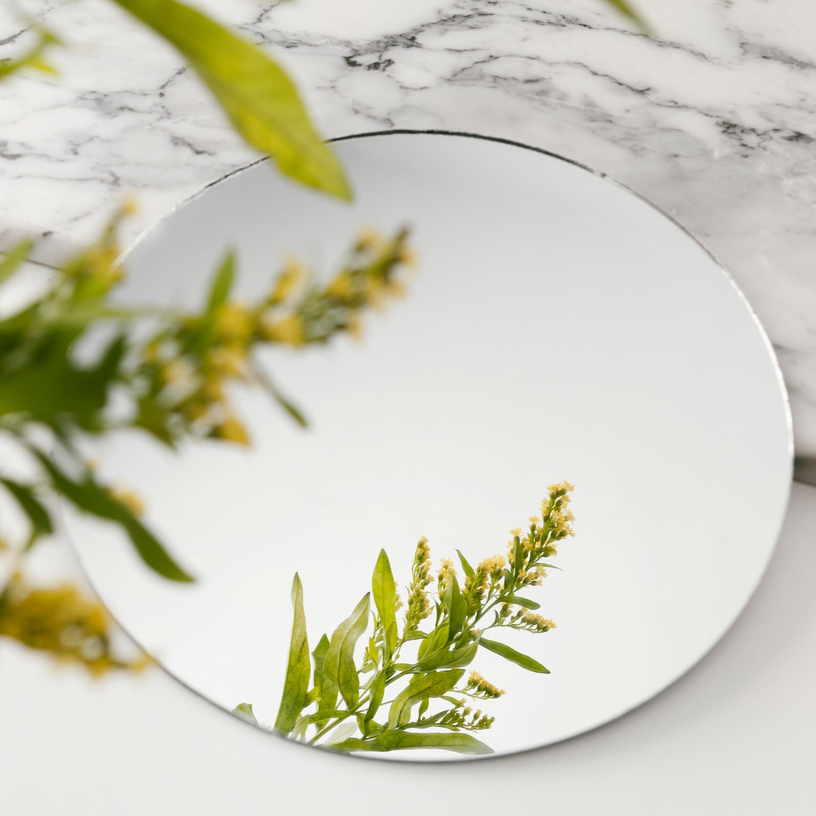 8 Inch Round Glass Wall Mirror - Frameless Self-Adhesive Circle Mirror for Bathroom, Living Room & Bedroom | Home Decor & Makeup Vanity Essential