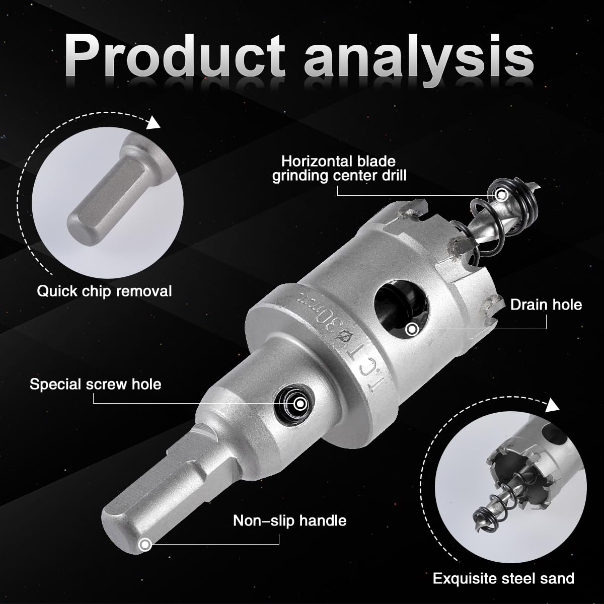 KATUR 30mm Tungsten Carbide Tipped Hole Saw Set - TCT Drill Bit for Cutting Stainless Steel, Metal Sheets & Hard Materials - Perfect for Plumbing, HVAC & Metal Fabrication Projects