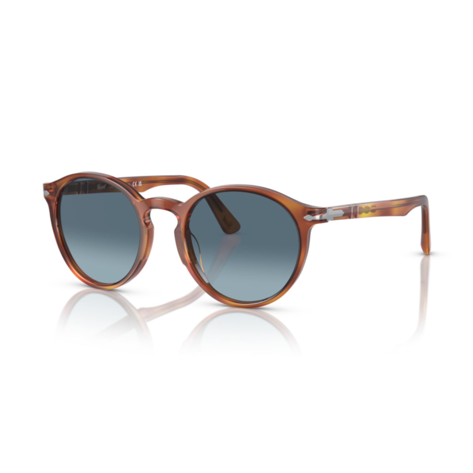 Persol PO3171S Round Polarized Sunglasses for Men - UV Protection, Classic Style | Includes Designer iWear Eyewear Kit | Perfect for Driving, Travel & Outdoor Activities