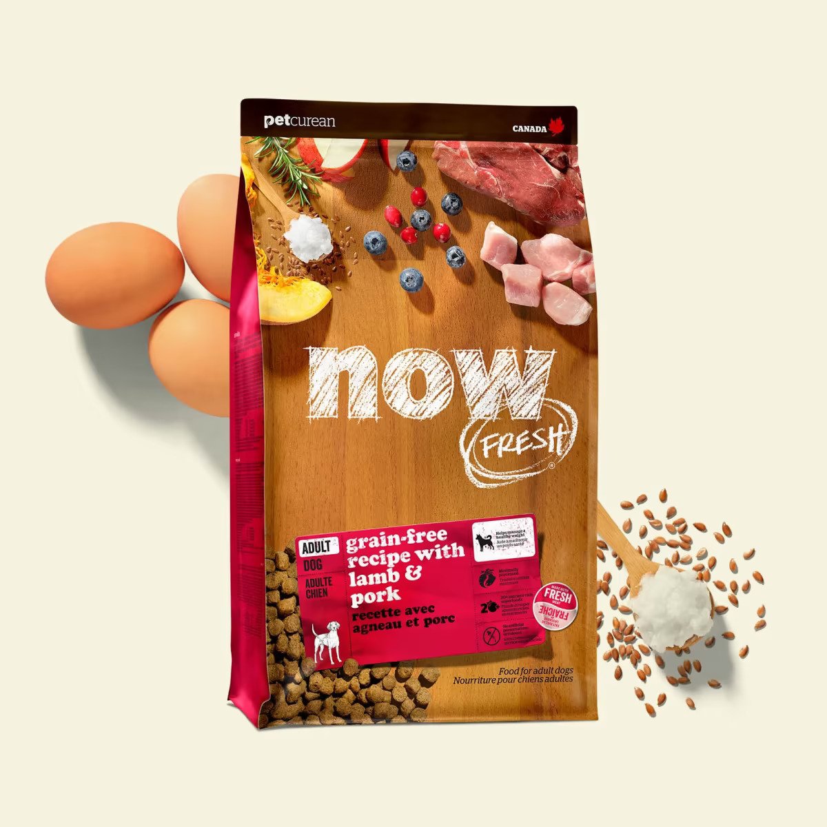 Premium Grain-Free Lamb & Pork Dry Dog Food for Adults - High Protein, Hypoallergenic, Digestive Health - Ideal for Sensitive Stomachs & Allergies at Home or Travel
