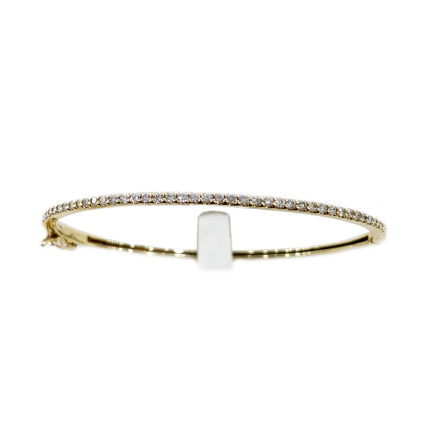 14K Yellow Gold Diamond Bangle Bracelet for Women - Elegant Stackable Jewelry Gift for Anniversary, Birthday & Special Occasions