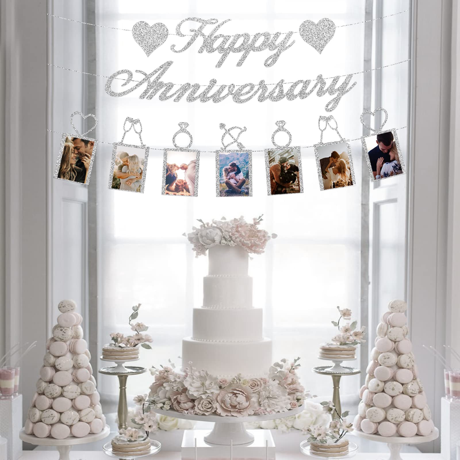 25th Silver Anniversary Party Decorations - Elegant Wedding Banner & Photo Backdrop for Couples - Perfect for Milestone Celebrations & Romantic Events