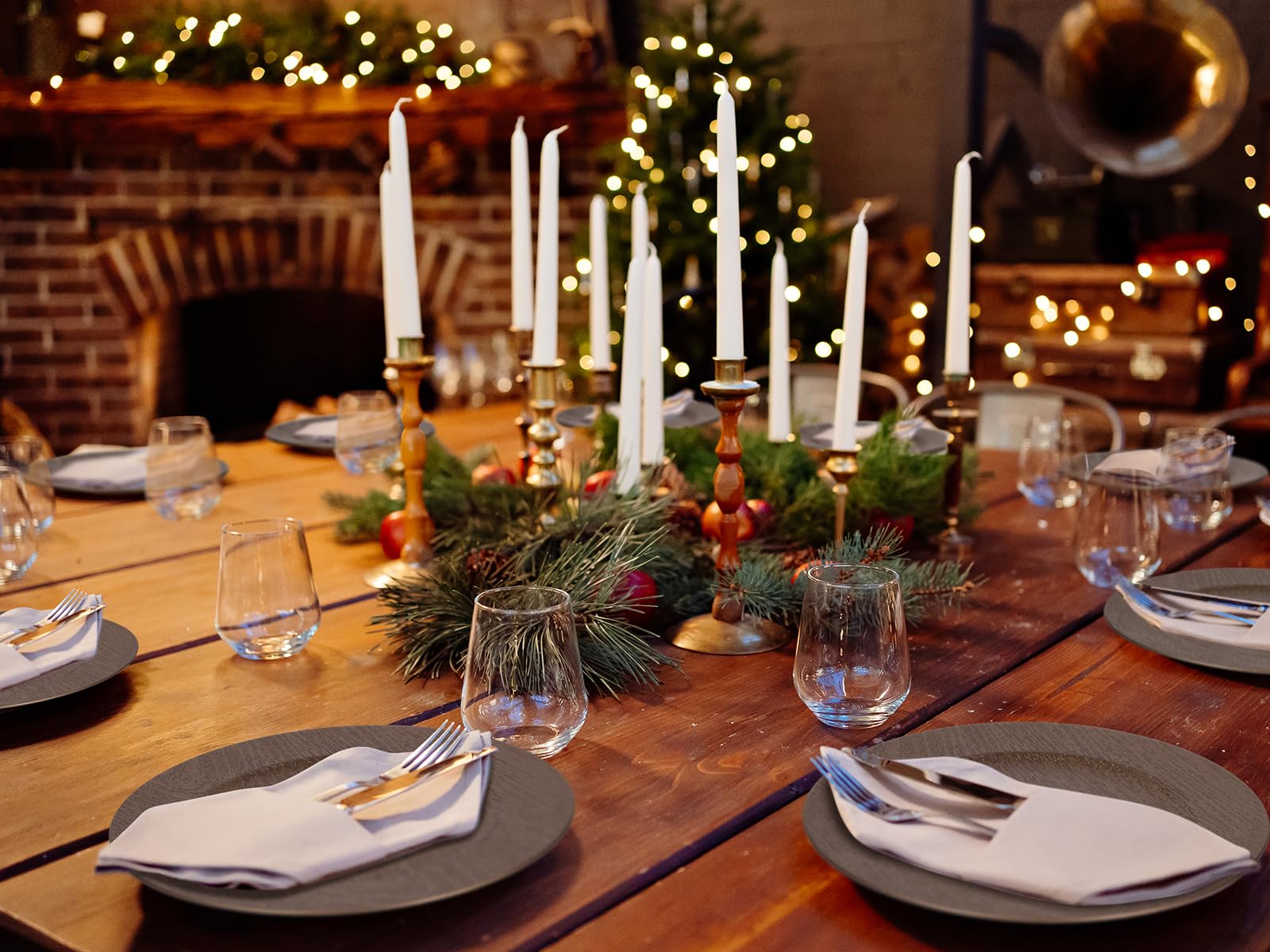 12-Piece Wood Charger Plates Set - Elegant Dinner Plate Chargers for Thanksgiving, Christmas, Weddings, Parties & Holiday Events - Perfect for Formal Dining, Buffet Settings & Special Occasions