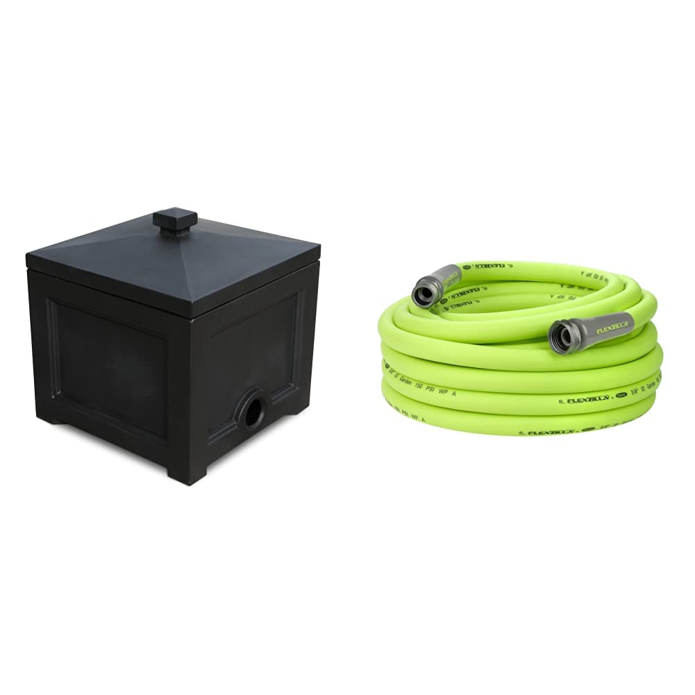 Mayne Inc 5858-B Fairfield Black Garden Hose Storage Bin & Flexzilla 5/8