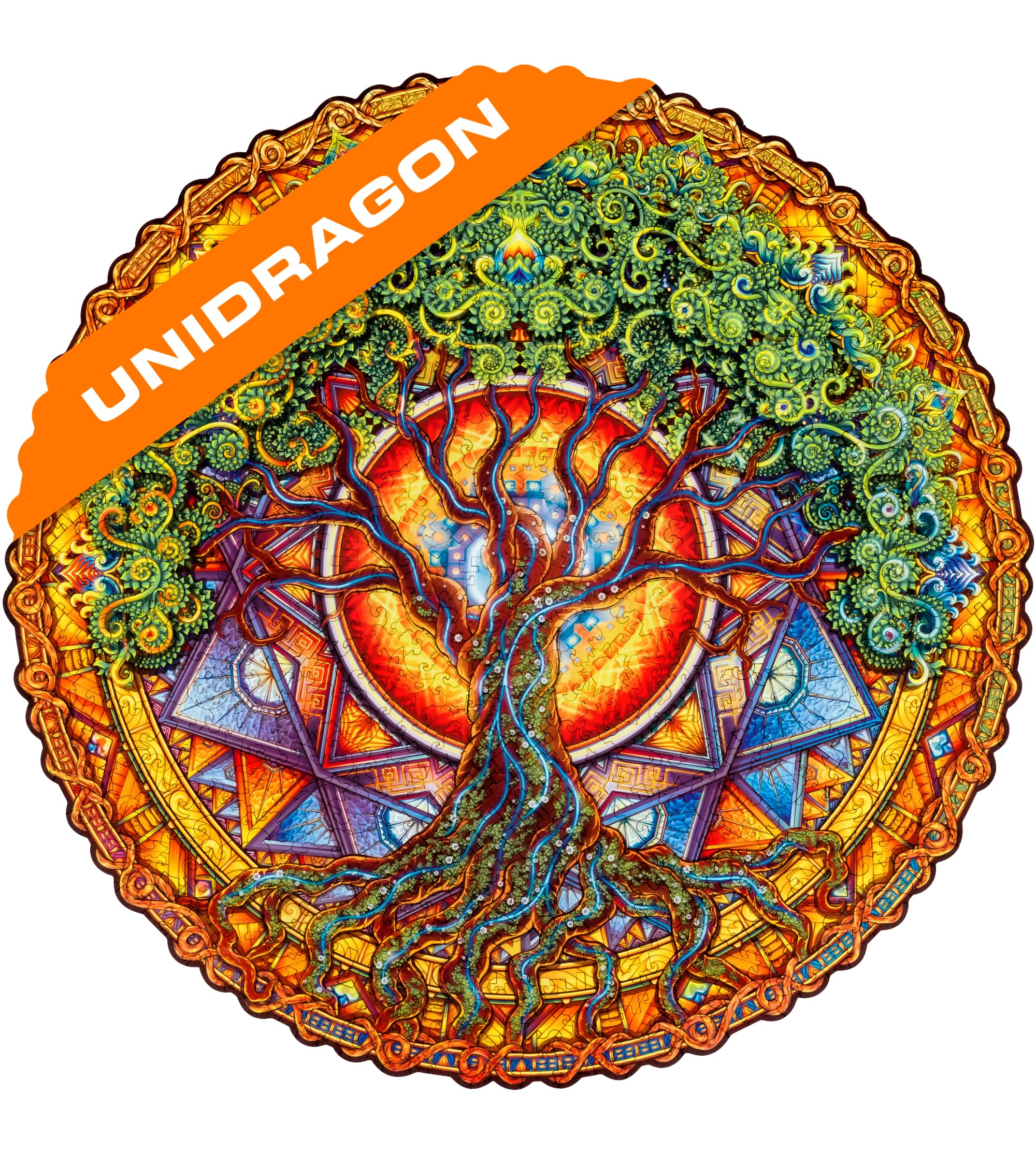 UNIDRAGON Original Wooden Jigsaw Puzzles 700 Pieces - Mandala Tree of Life Art, 17.7x17.7 Inch Large Puzzle, Unique Shaped Pieces, Premium Gift for Adults & Teens | Home Decor, Stress Relief, Family Game Night