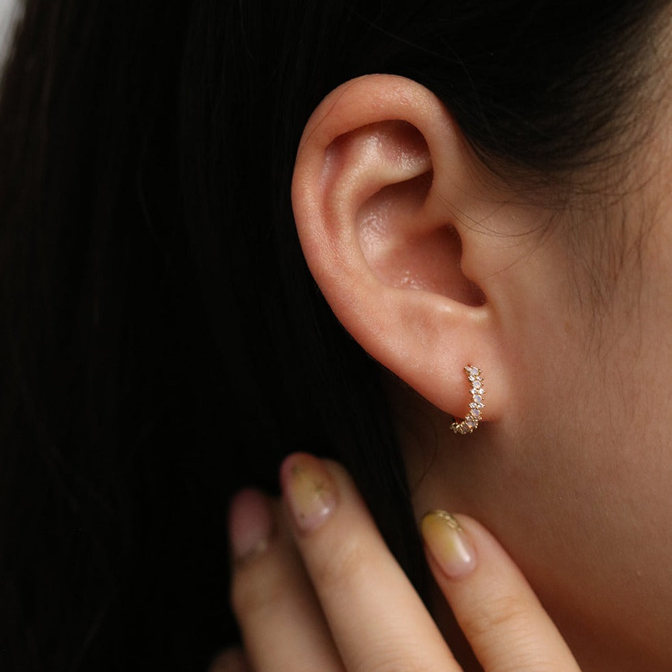 Snowflake Semi Hoop Earrings - Dainty Winter Jewelry for Women, Sterling Silver Christmas Gift for Her | Perfect for Holiday Parties & Festive Occasions