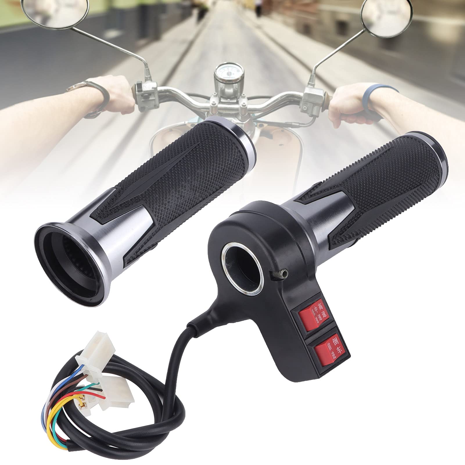 High-Performance Shanrya Throttle Grip & Cable for Electric Bikes - Durable Black Design for Commuting, Off-Road & Urban Riding