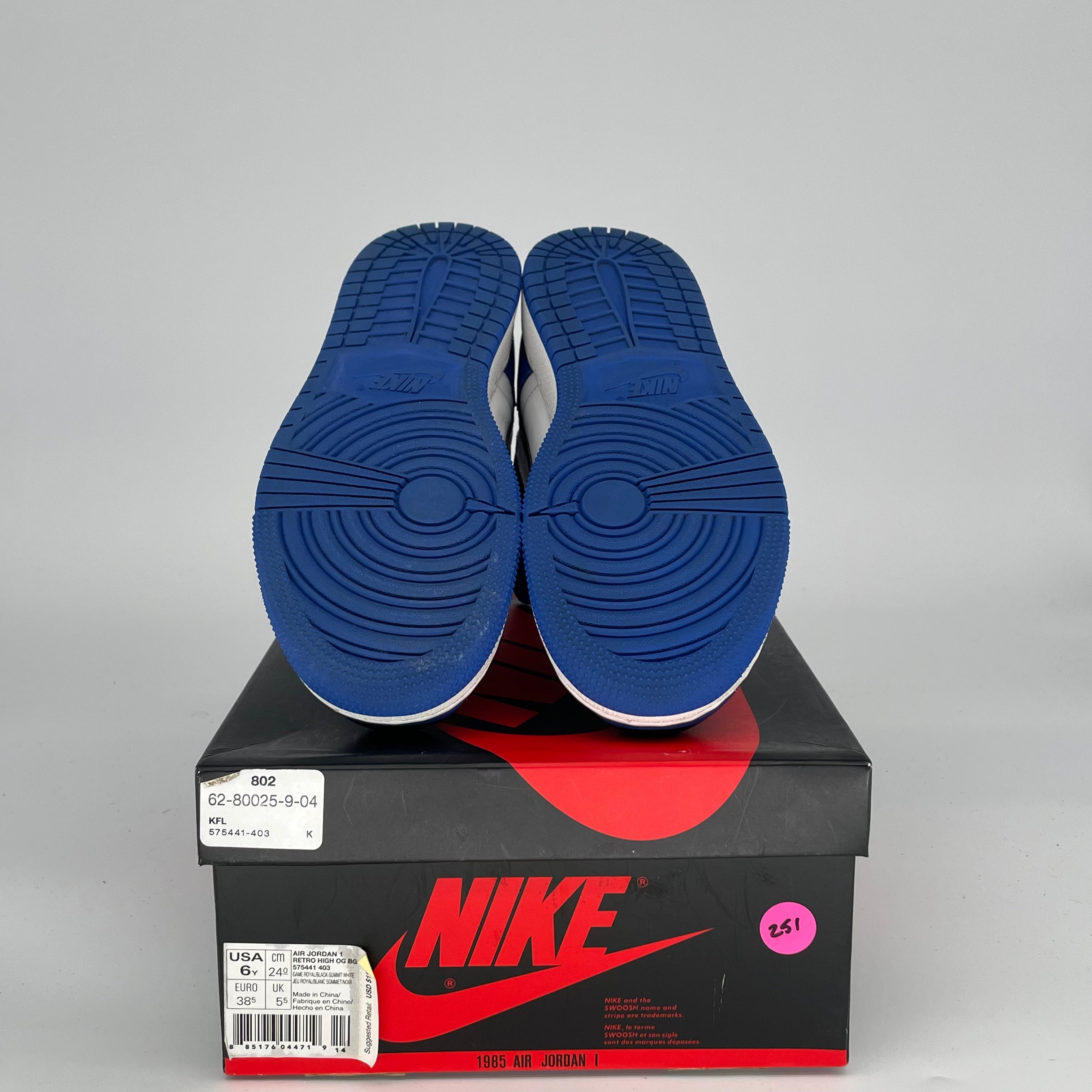 Original: AIR JORDAN 1 GAME ROYAL SIZE 6/7.5w 575441 403   Optimized: Air Jordan 1 Retro High OG 'Game Royal' Basketball Shoes - Men's/Women's Size 6/7.5 (575441-403) - Perfect for Streetwear & Sneaker Collectors