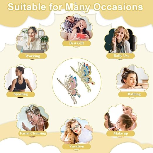 Large Butterfly Hair Claw Clip - Non-Slip Metal Hair Barrettes for Women with Thin, Thick or Curly Hair - Fancy Big Jaw Clips for Ponytails, Buns & Updos (Perfect for Work, Parties & Everyday Styling)