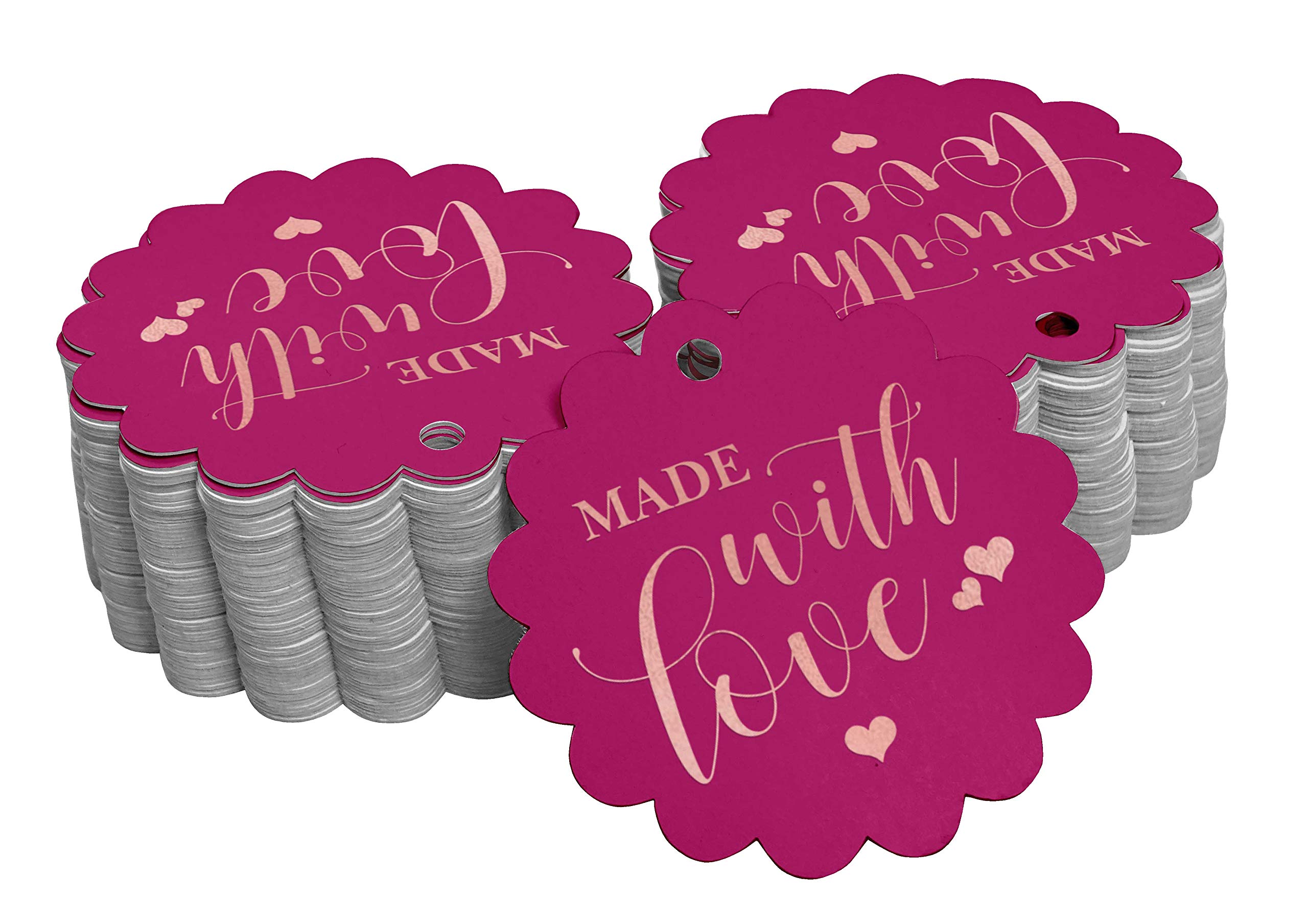 100 Pack Elegant Wedding Favor Tags - Rose Gold Foil Hanging Tags for Bridal Shower, Baby Shower & Party Decorations - Perfect for DIY Crafts, Gift Wrapping & Special Events