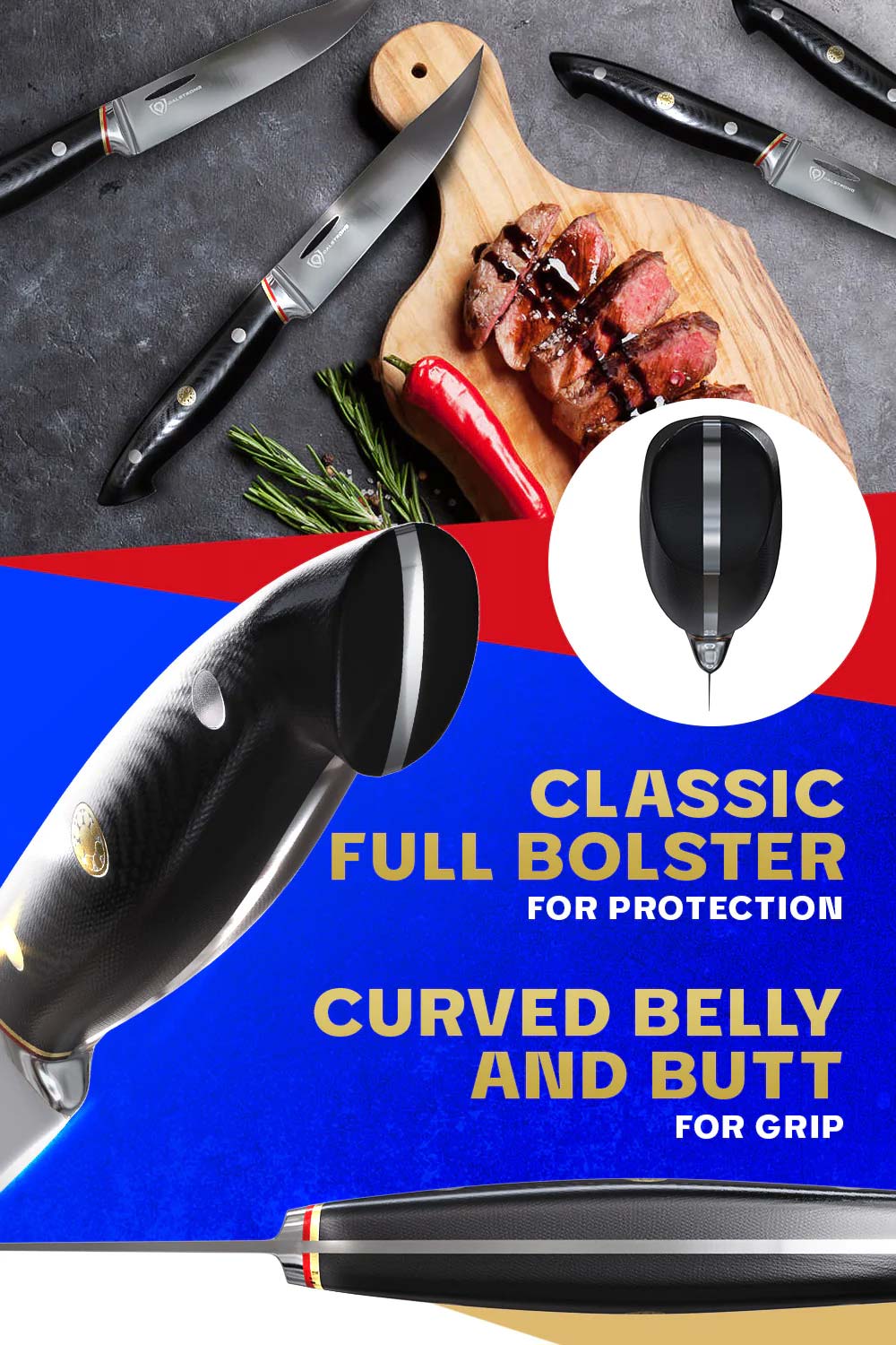 Premium Dalstrong Steak Knife Set - 4 Piece with 5 Blade Centurion Series - High-Quality Stainless Steel Knives for Perfect Steak Cutting - Ideal for Home Kitchens, BBQ Parties & Fine Dining