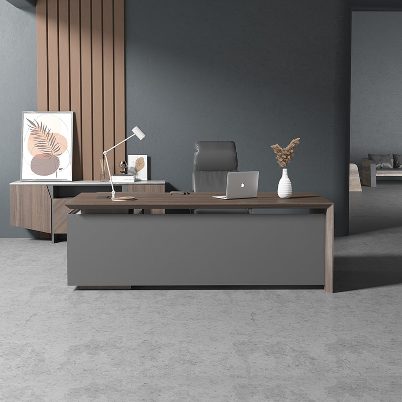 ARMANDO 220cm Executive Desk with Right Return in Hazelnut & Grey - Premium Office Furniture for Home & Business Workspaces