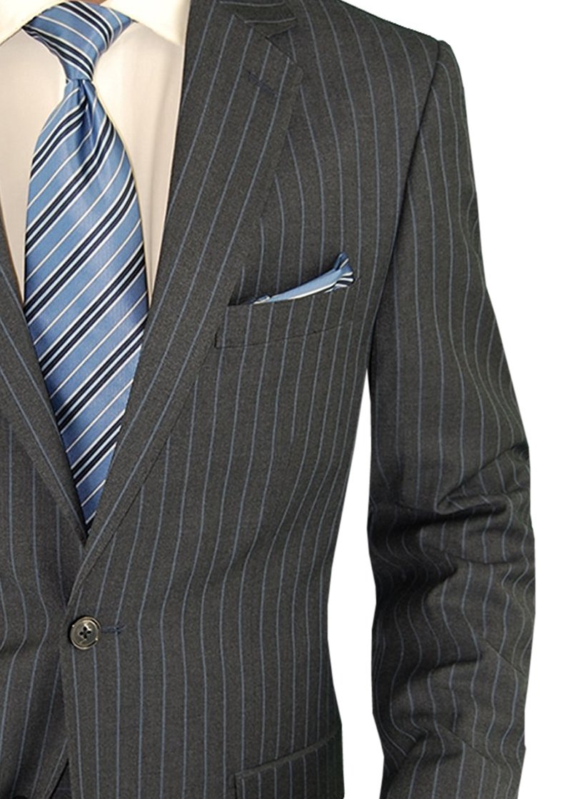 Salvatore Exte Men's 2-Piece Suit Set - Slim Fit Two-Button Jacket & Flat Front Pants in Classic Striped Pattern | Perfect for Business Meetings, Weddings & Formal Events