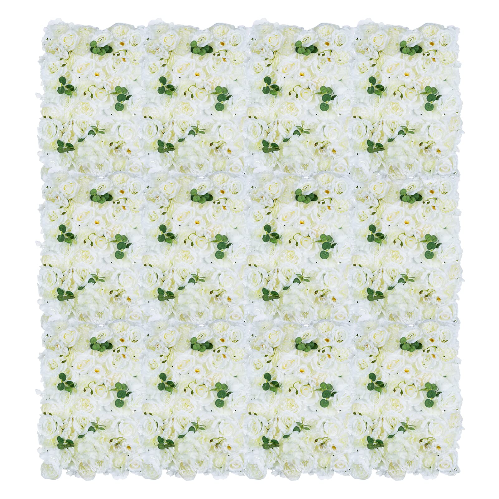 12 Pack White Faux Rose Flower Wall Panels - 24