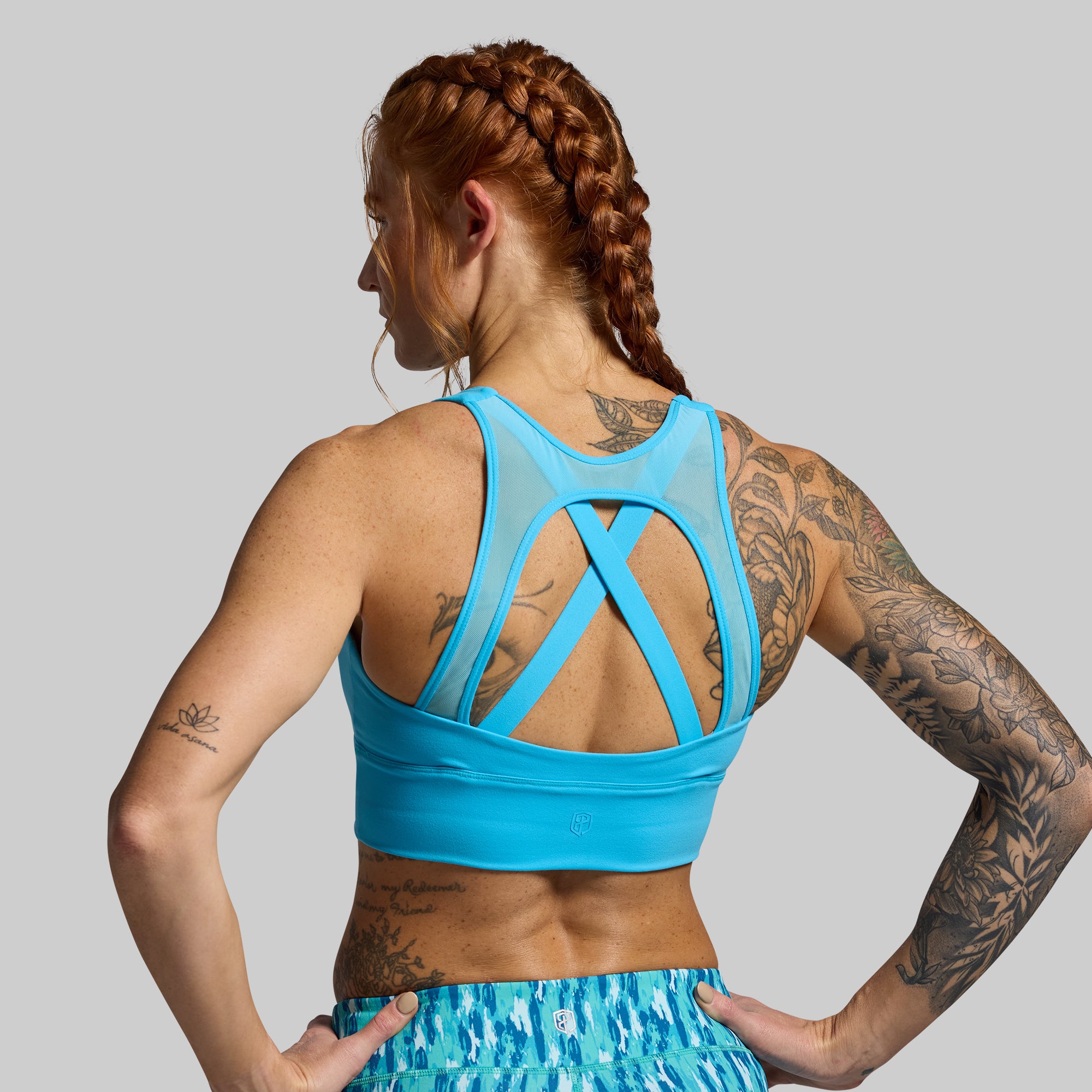 X Factor Sports Bra for Women - High Support Workout Top, Aquarius Color - Perfect for Running, Yoga & Gym Fitness Activities