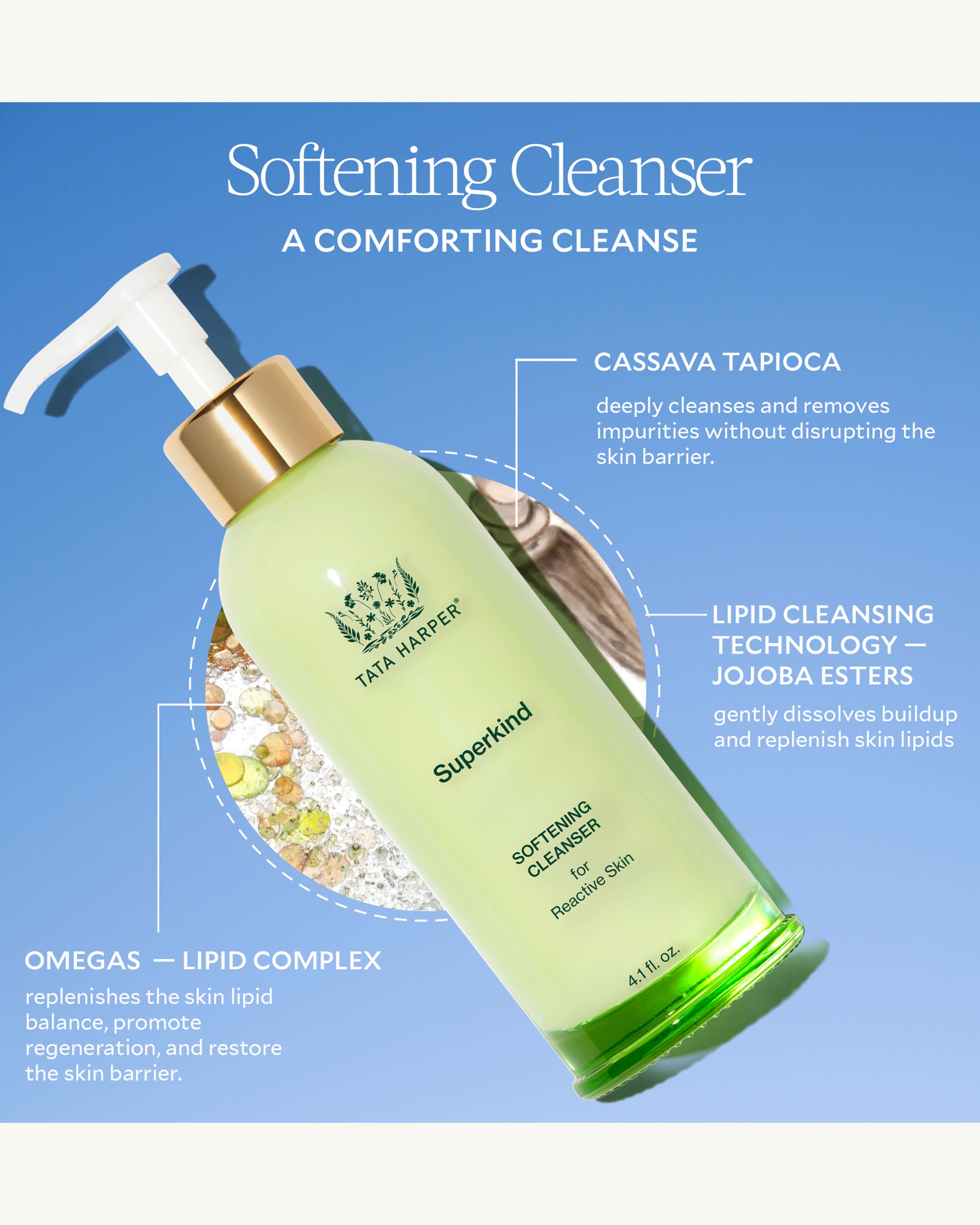 SUPERKIND Gentle Facial Cleanser for Sensitive Skin - Hydrating & Soothing Daily Face Wash for Dry, Acne-Prone Skin | Perfect for Morning & Night Skincare Routine