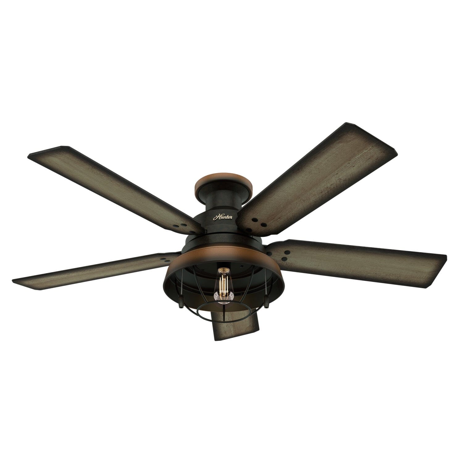 52 Inch Landsdowne Outdoor Low Profile Ceiling Fan with Light - Dimmable LED, Remote Control, Weather-Resistant for Patio, Deck, and Covered Porch