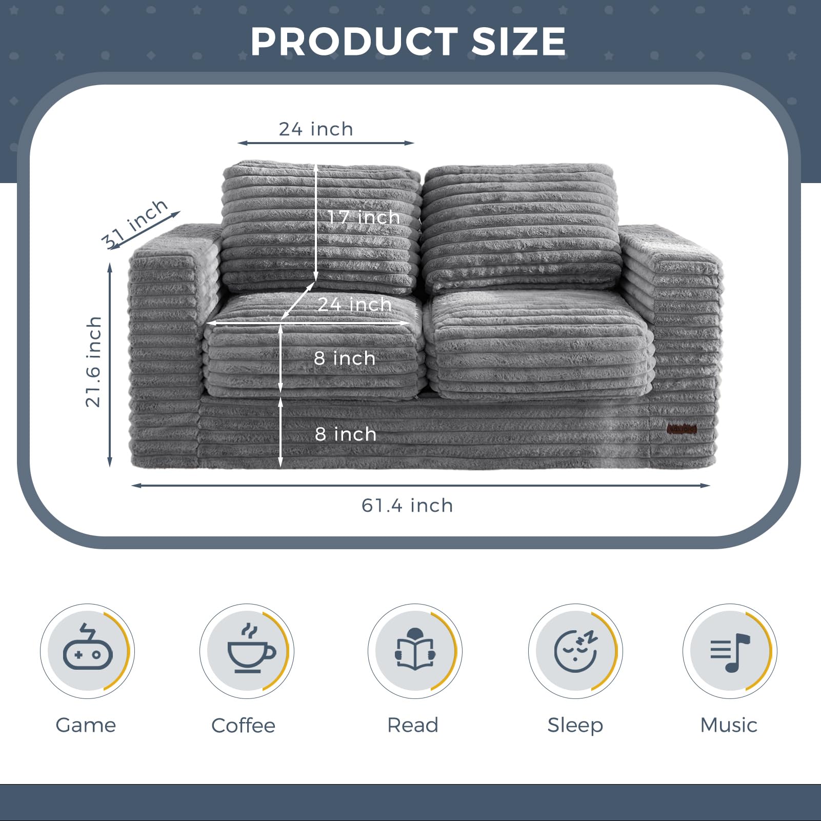 MAXYOYO Striped Faux Fur Bean Bag Chair - 2-Seater Floor Sofa with Pillows & Armrests | Cozy Living Room Seating for Teens & Adults | Perfect for Gaming, Movie Nights & Relaxation