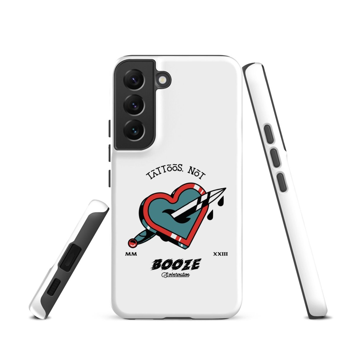 Tattoos Not Booze Heart Design Samsung Tough Phone Case - Durable Protective Cover for Galaxy S23/S22/S21 - Perfect for Tattoo Lovers & Nightlife