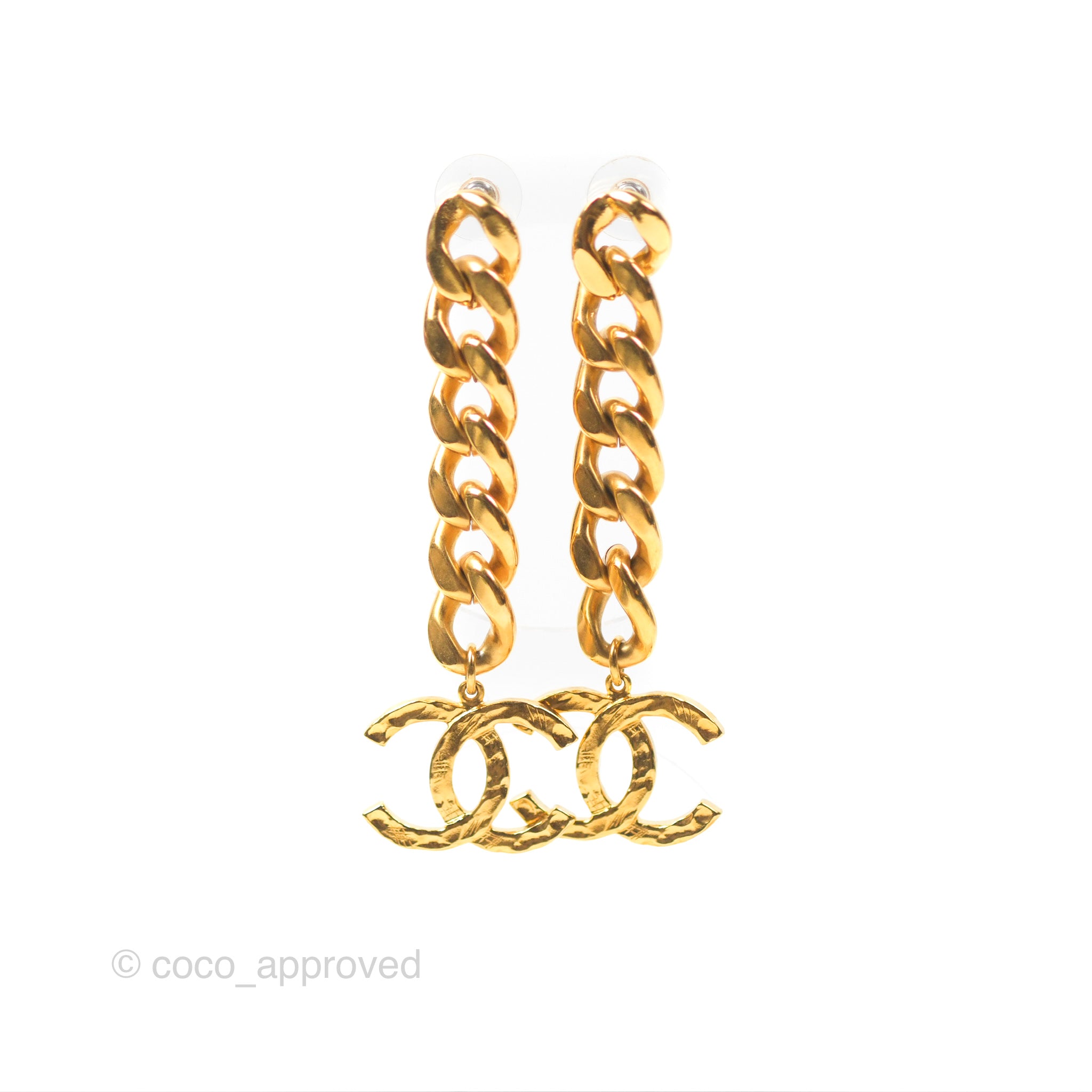 Chanel Chain CC Long Drop Earrings in Gold Tone - 20P Elegant Dangle Earrings for Women | Perfect for Parties, Weddings & Evening Events