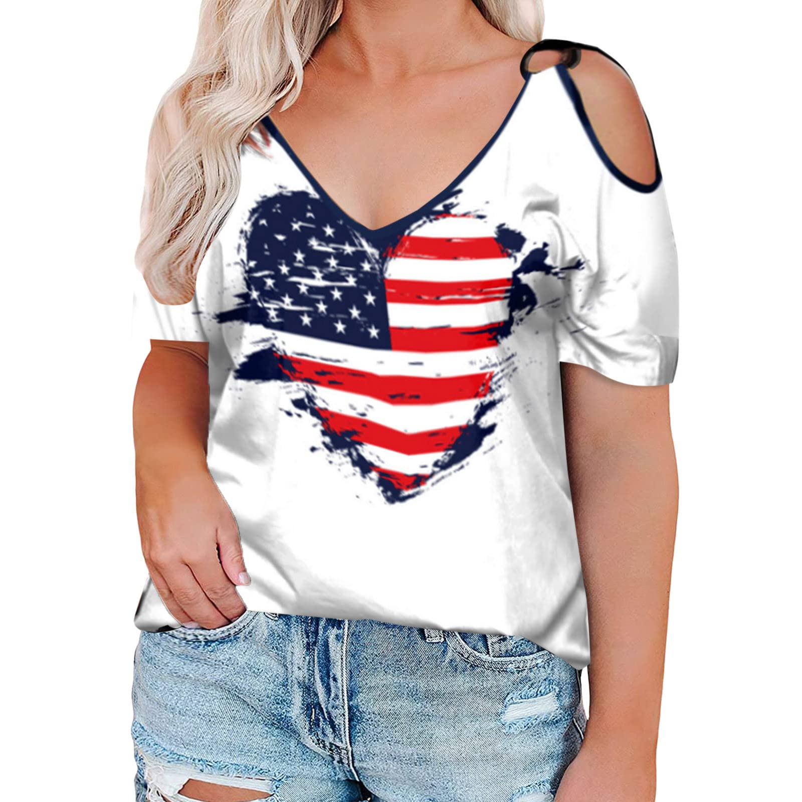 Women's Summer Cold Shoulder T-Shirt - Plus Size Short Sleeve Loose Oversized Top for Workout & Casual Wear | Breathable Stitched Design for Outdoor Activities, Gym & Daily Fashion