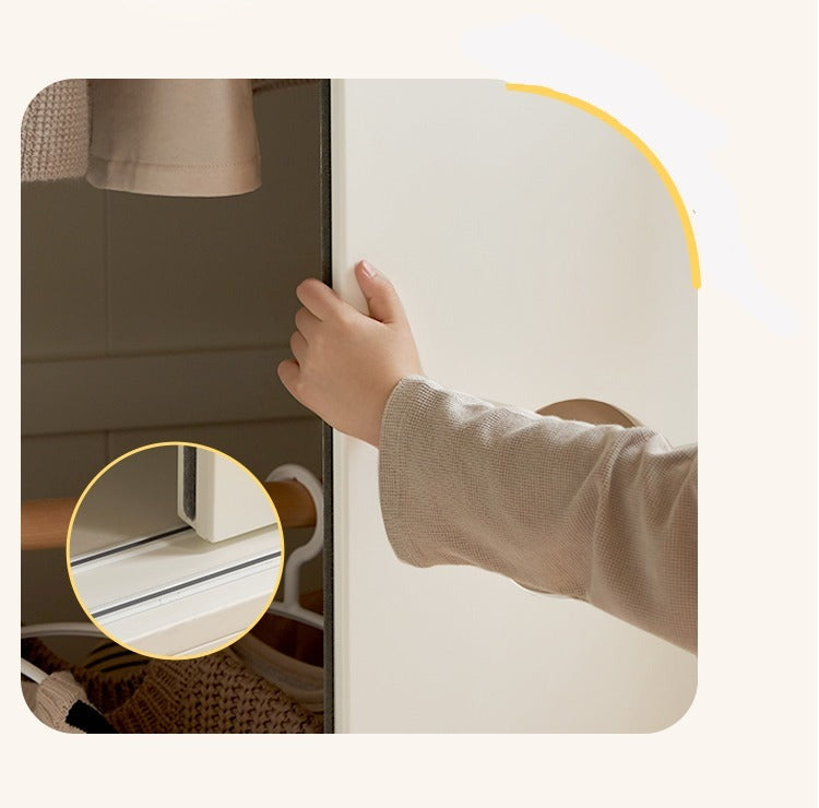Birch Solid Wood Kids Wardrobe with Cream Sliding Doors - Durable & Stylish Storage for Bedrooms, Playrooms, and Nurseries