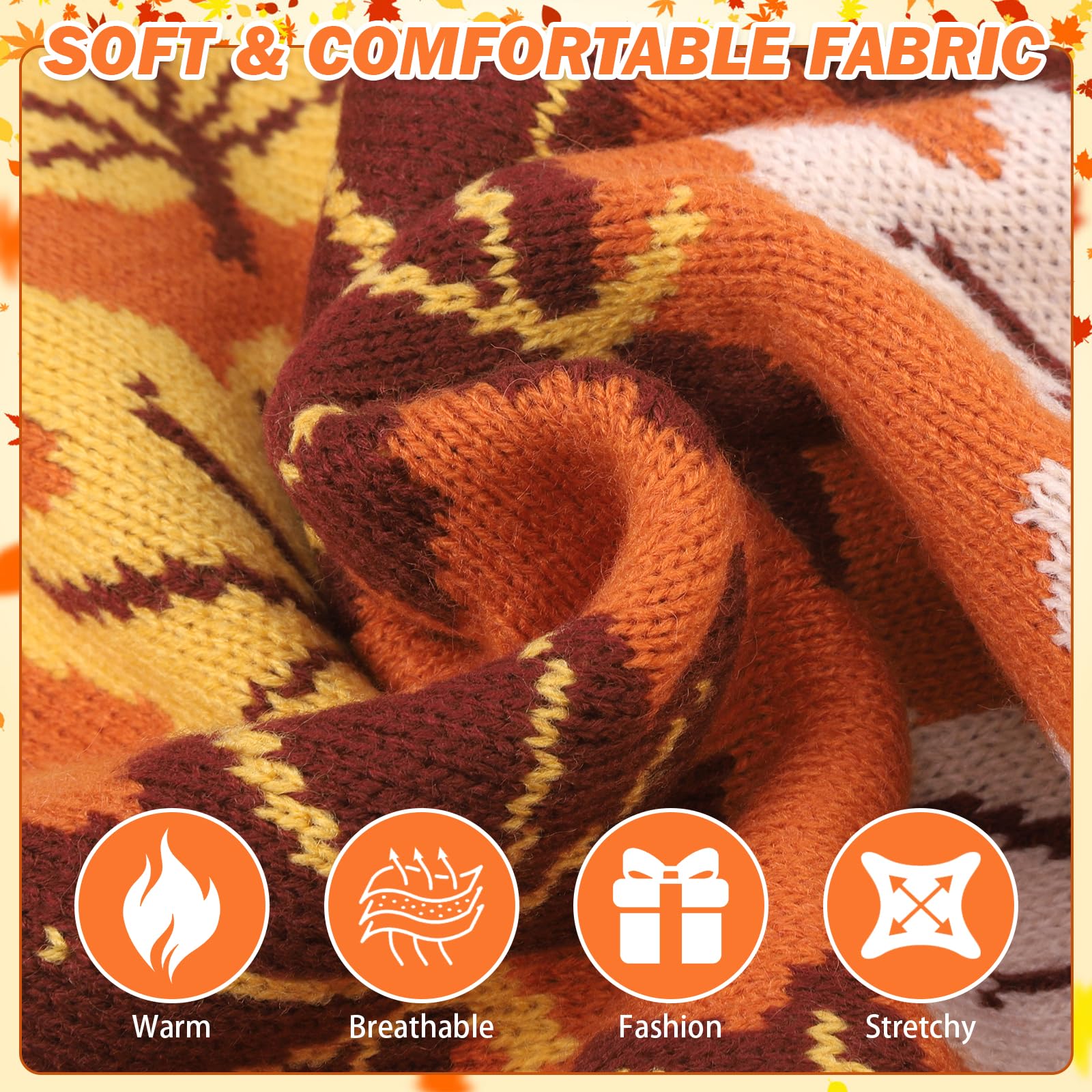 KOOLTAIL Dog Sweater - Warm Knitted Turtleneck Pullover for Cold Weather | Autumn Maple Leaf Pattern Pet Sweater | Winter Clothes for Small, Medium & Large Dogs | Cozy Outfit for Fall Walks & Indoor Comfort (Orange, XL)