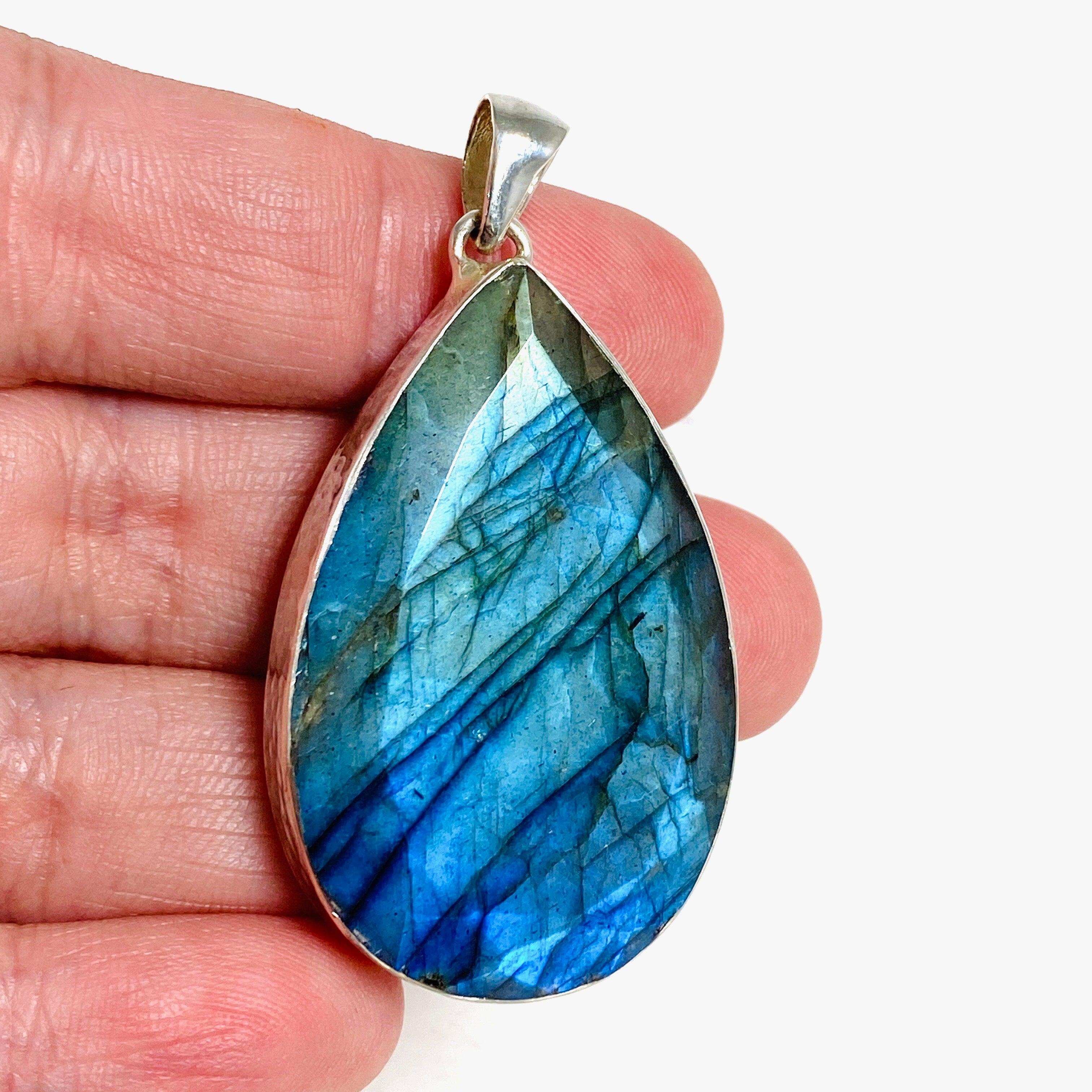 Labradorite Faceted Teardrop Pendant KPGJ3514 - Unique Crystal Necklace for Women, Healing Stone Jewelry Gift for Meditation, Energy Balancing & Spiritual Protection