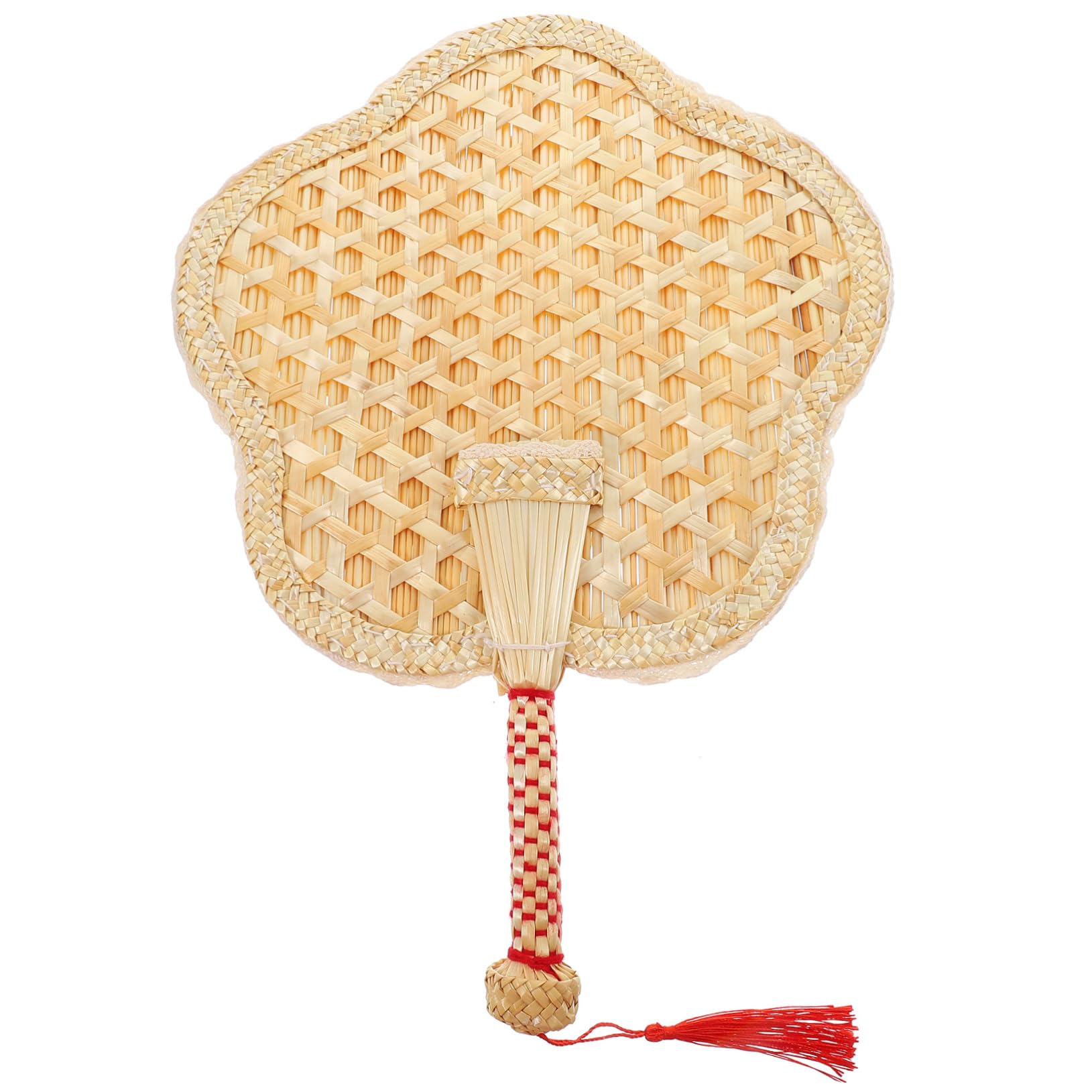 ABOOFAN Natural Hand Fan - Chinese Woven Straw Handheld Cooling Fan with Handle for Wedding, Photo Props & Summer Outdoor Use