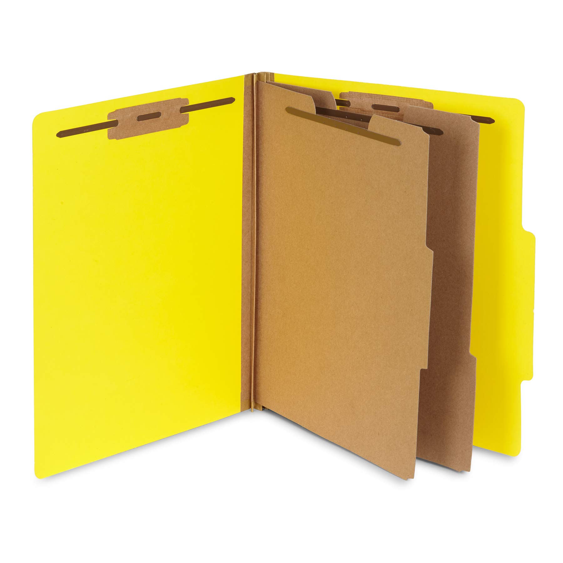 10-Pack Yellow 2-Prong Classification Folders with 2 Dividers & 2