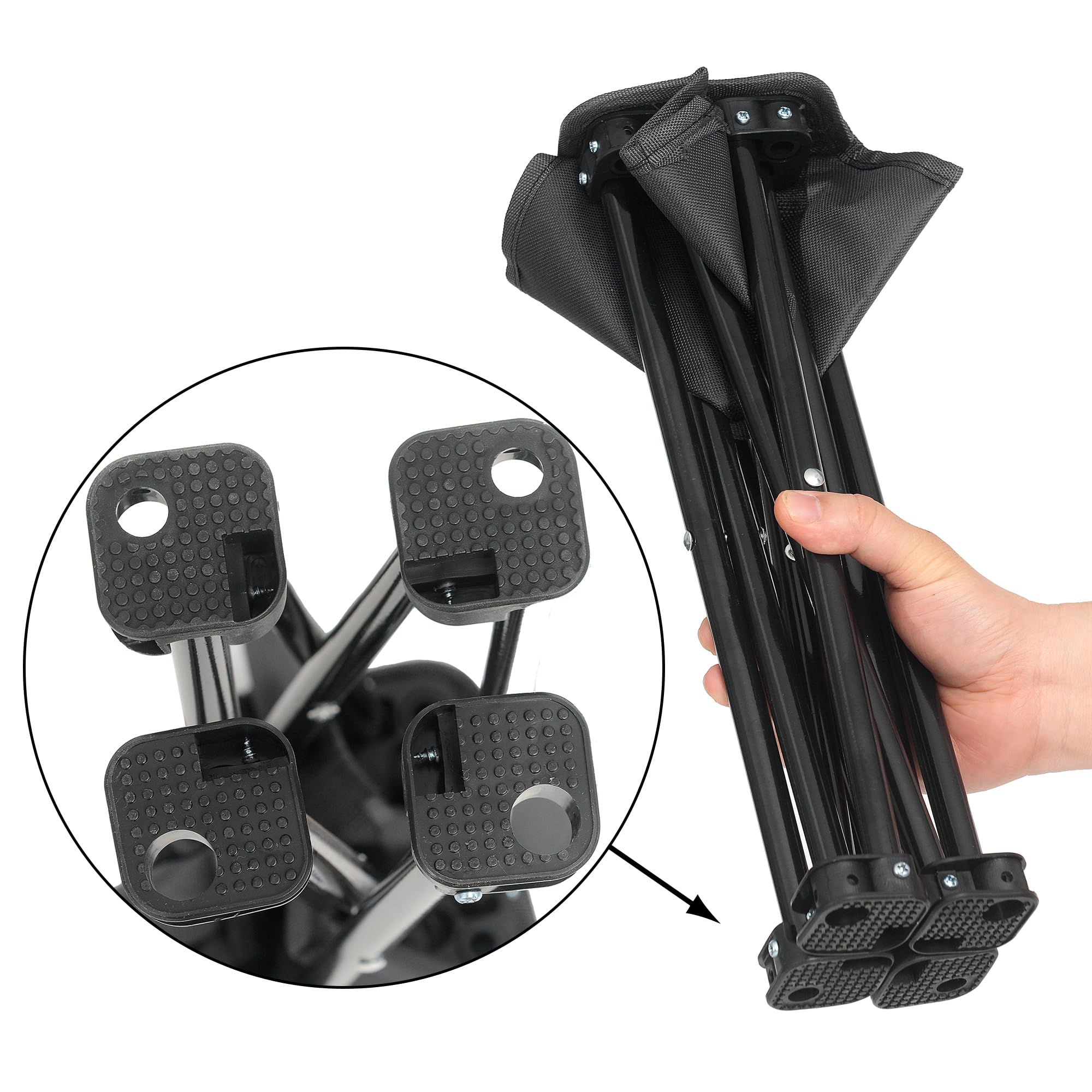 Wind Tour Portable Folding Camping Stool - Lightweight Outdoor Chair for Camping, Fishing, Hiking, Gardening & Beach - Compact Design with Carry Bag (Black) - Perfect for Backpacking, Picnics, Tailgating and Outdoor Adventures