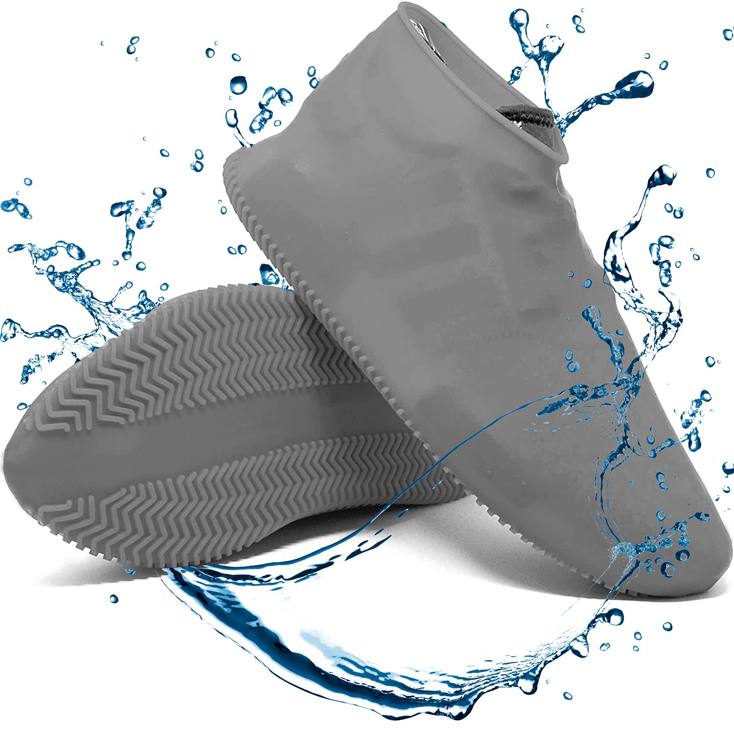 Waterproof Reusable Silicone Shoe Covers for Men Women Kids - Non-Slip Rain Boots & Galoshes for Kitchen, Outdoors, Garden, Hiking & Walking in Wet Conditions (Small, Grey)