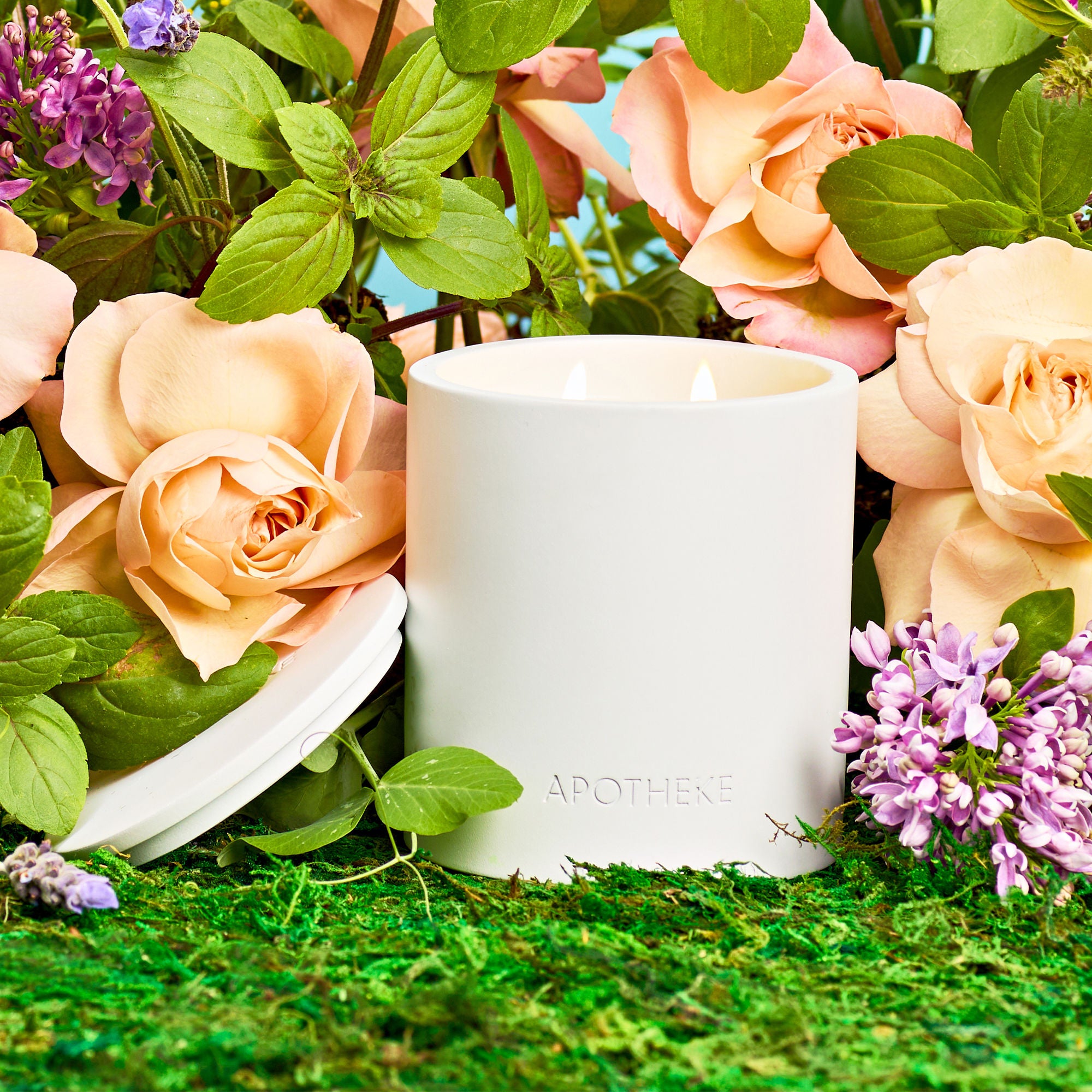 Organic Holy Basil & Rosewater 2-Wick Concrete Candle | Aromatherapy & Home Decor | Perfect for Meditation, Yoga & Relaxation Spaces