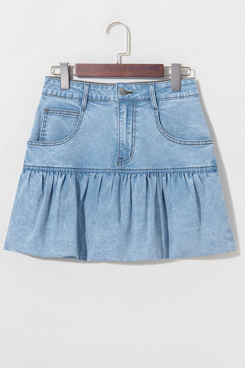 Stylish Bubble Hem Denim Mini Skirt for Women - Trendy High Waist A-Line Short Skirt - Perfect for Casual Outfits, Parties & Summer Fashion