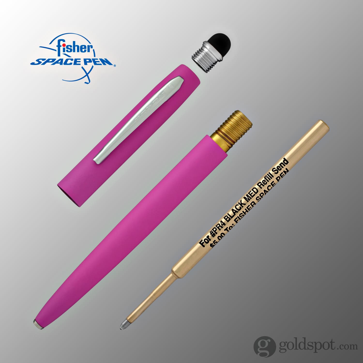 Fisher Space Pen Cap-O-Matic Matte Pink Ballpoint Pen with Stylus - Premium Writing Tool for Office, Travel & Outdoor Use