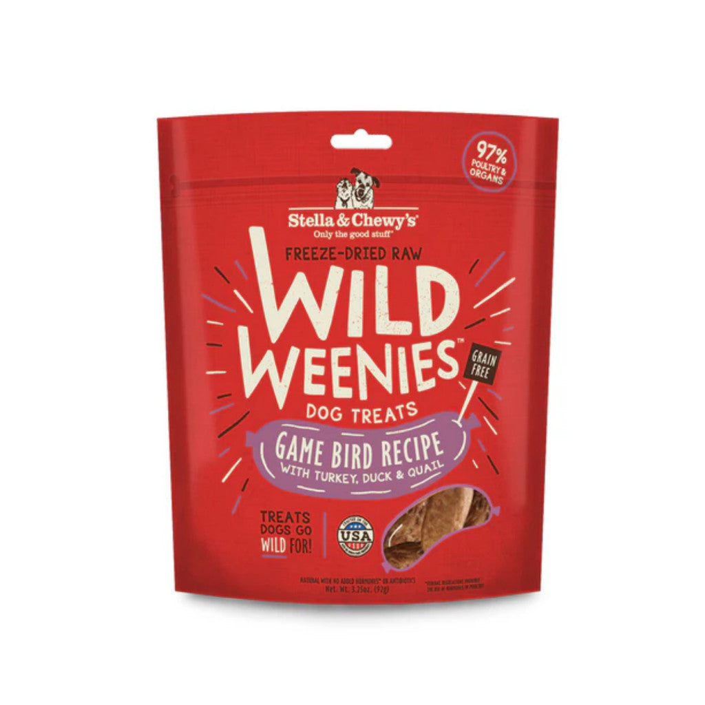 Stella & Chewy's Wild Weenies Freeze-Dried Dog Treats - 3.25oz Beef, Chicken, Duck & Lamb - Grain-Free, Protein-Rich Natural Snacks for Dogs - Perfect for Training, Rewards & On-the-Go Treats