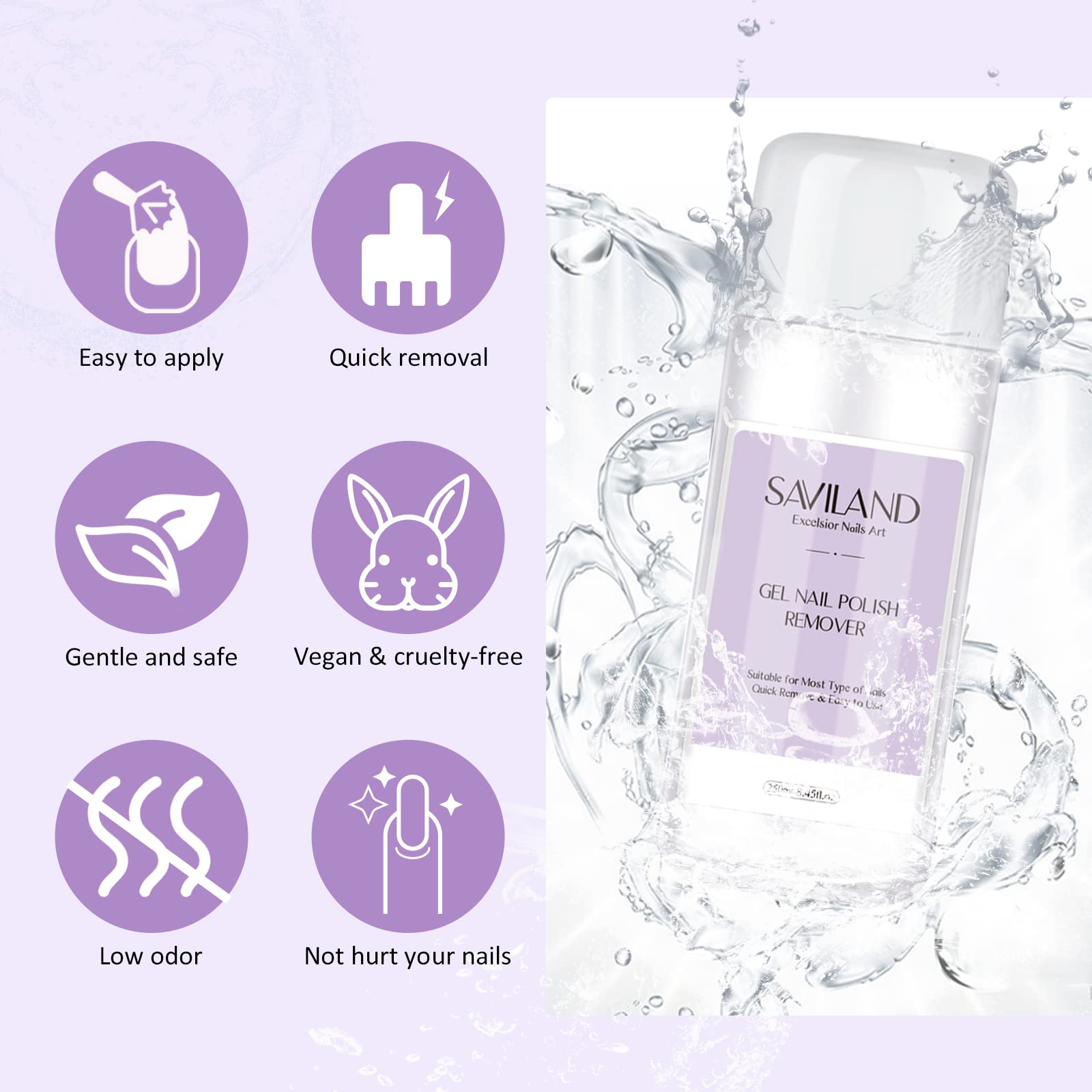 Acetone-Free Nail Polish Remover Kit - 250ml Gentle Solution with Nail Tools & Cotton Pads for Gel, Acrylic & Regular Polish | Safe Nail Care for Professional Salon, Home Manicure, DIY Nails, Spa Days & Travel Essentials
