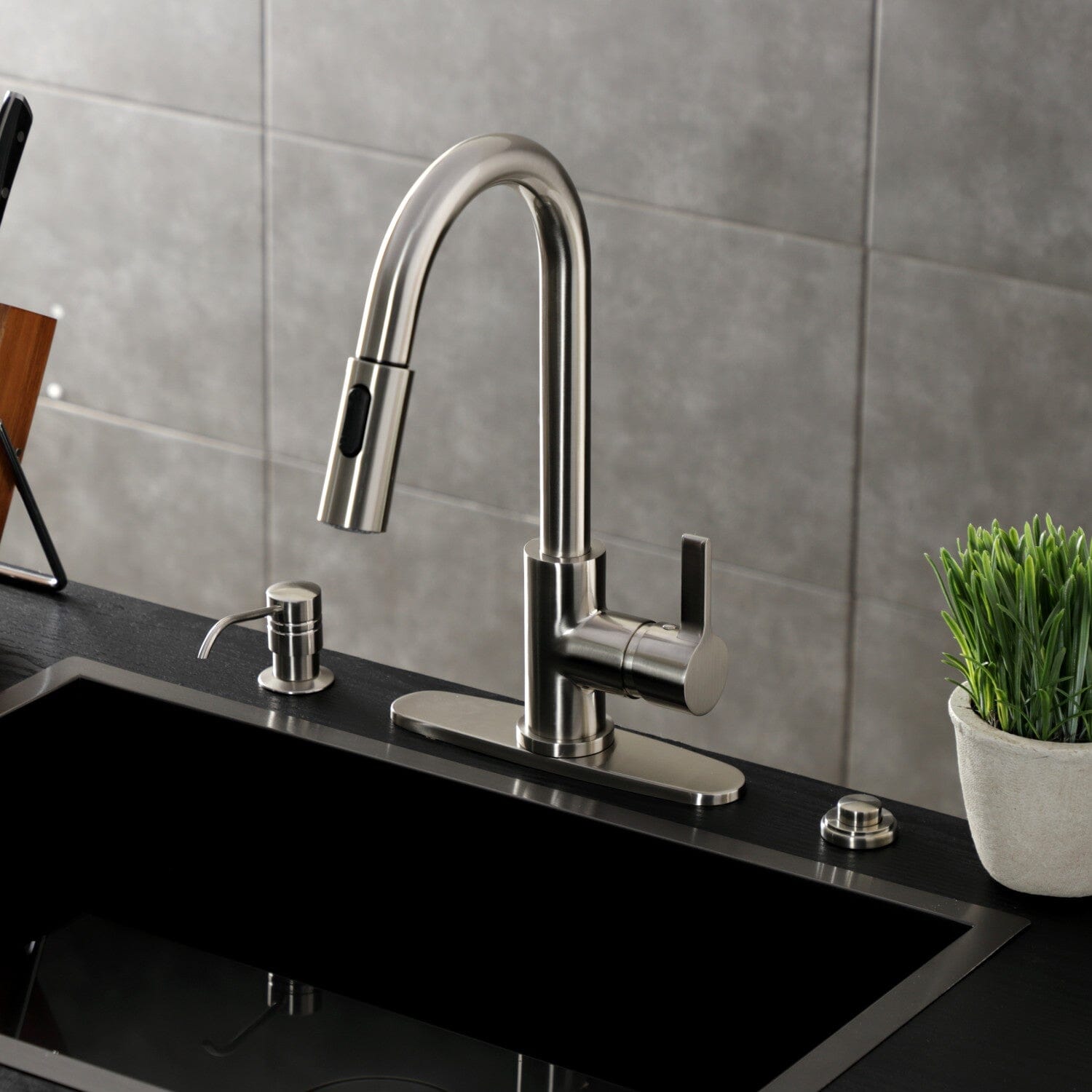 Continental Single Handle Pull Down Kitchen Faucet - Modern Stainless Steel Waterfall Sprayer for Sink - Perfect for Cooking, Washing Dishes & Filling Pots