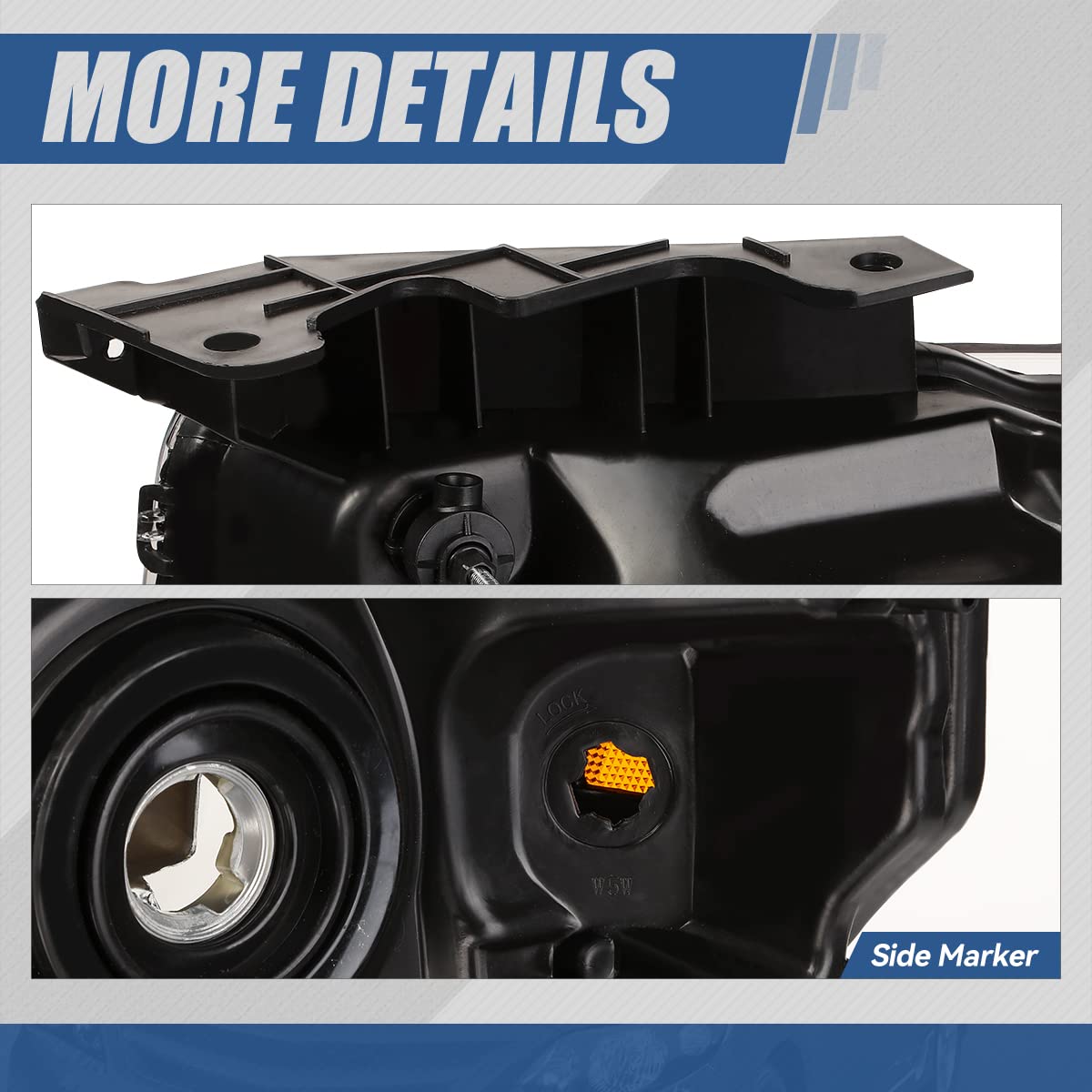 Auto Dynasty Headlight Assembly Replacement for 2009-2014 Ford F150 12th Gen - Driver & Passenger Side Headlamps with LED Signal Lights (Black Housing, Clear Lens) - Perfect for Night Driving & Off-Road Adventures