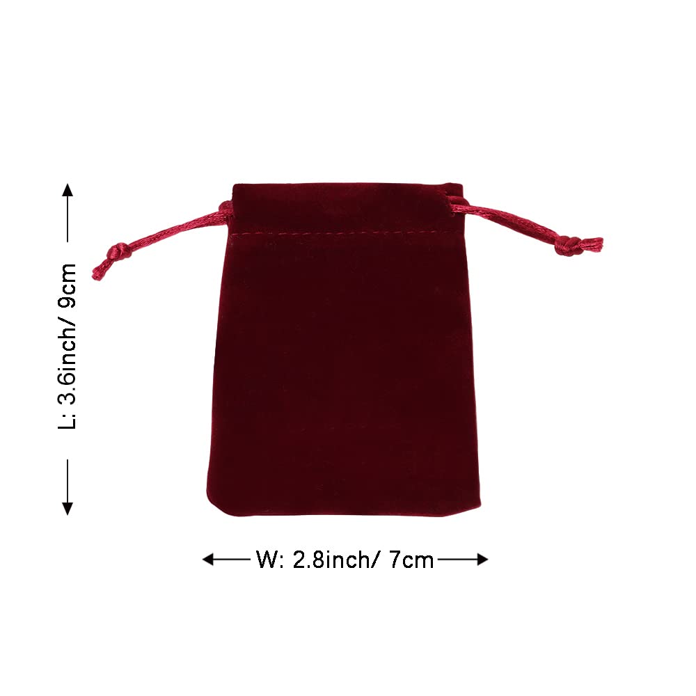 TopTie 50-Pack Velvet Drawstring Gift Bags 2.8x3.6 Inches - Premium Jewelry Pouches for Wedding Favors, Party Favors & Festive Events - Perfect for Jewelry Storage, Bridesmaid Gifts & Holiday Packaging