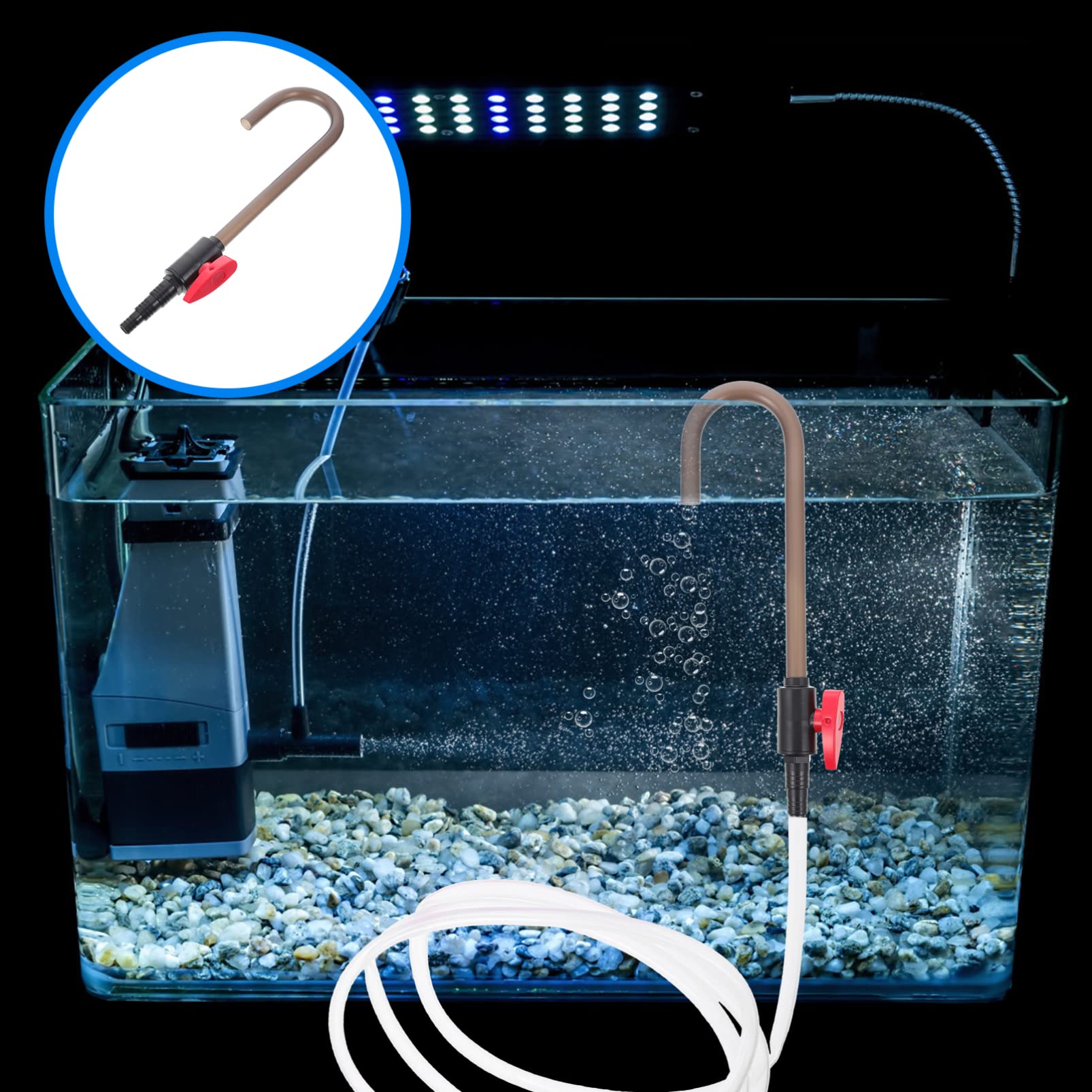 Balacoo Aquarium Water Changer Kit - Fish Tank Sand Cleaner & Siphon Vacuum with Adjustable Hose Controller Clamp - Perfect for Freshwater & Saltwater Tank Maintenance