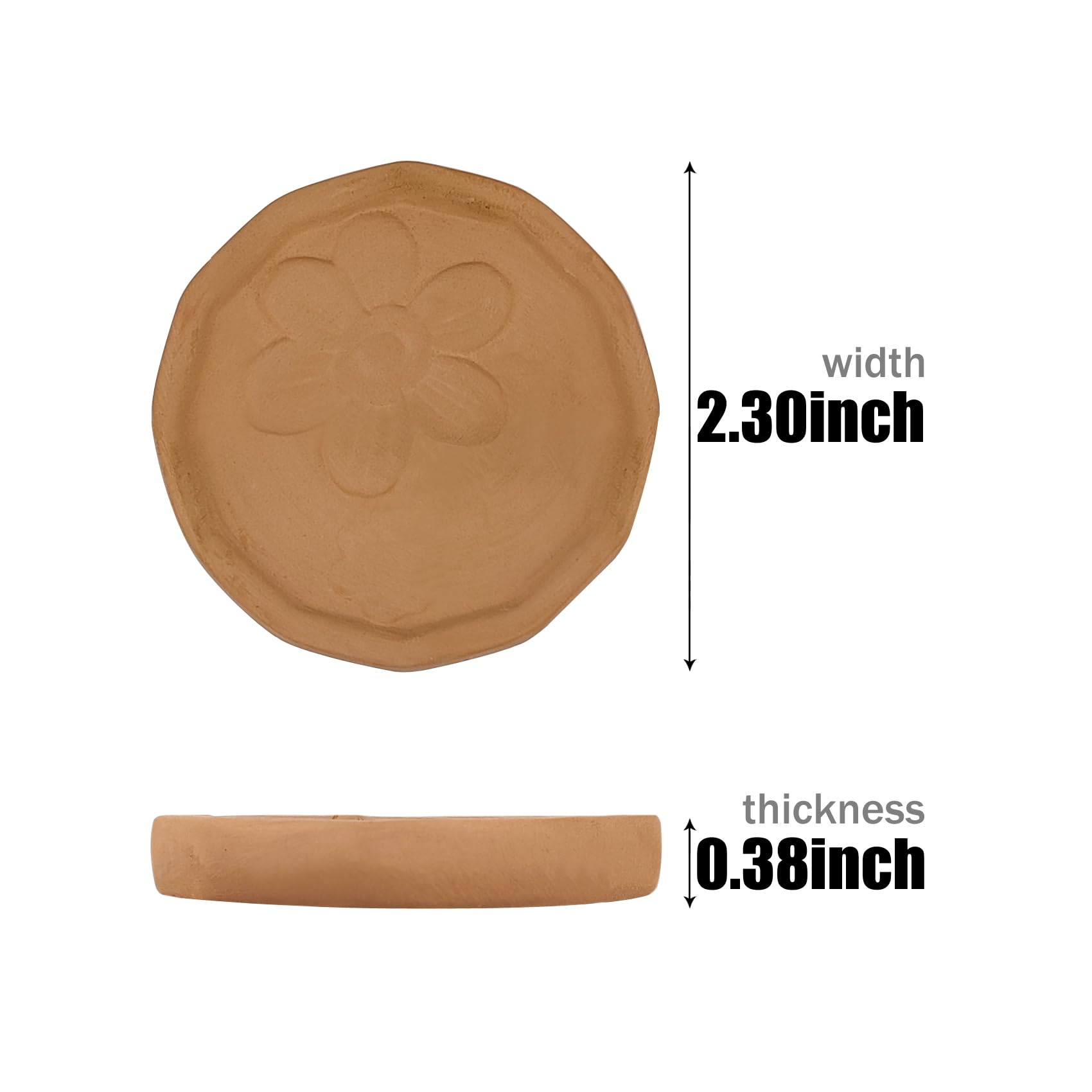 Natural Clay Brown Sugar Saver & Softener - 2 Pack Terra Cotta Moisture Absorber for Foods & Spices (Flower Design) | Keep Brown Sugar Fresh for Baking, Coffee & Cooking